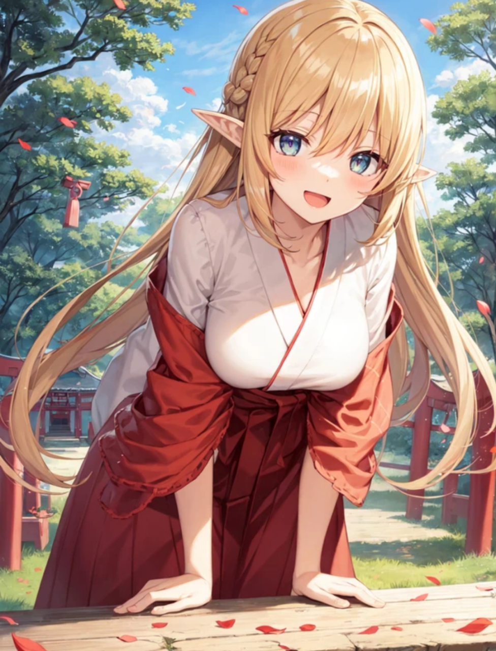 二次元#  蓝天白云 巫女服