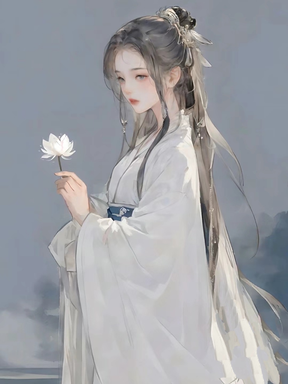 古风清冷美人,濯清涟而不妖