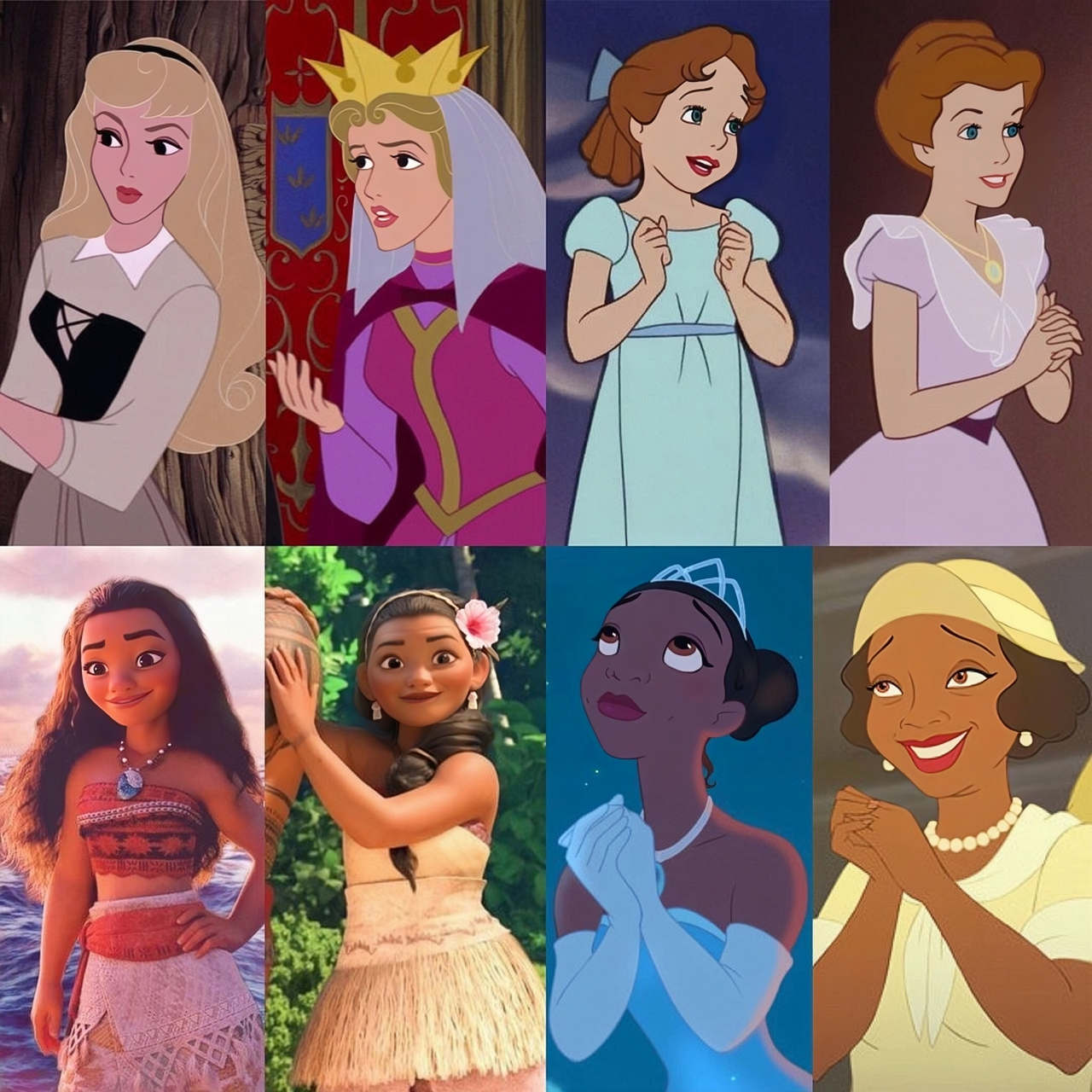 迪士尼公主们的妈妈.不愧是亲母女,长相都很相似.#迪士尼# #动漫