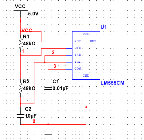 第一部分:555芯片组成输出1hz的脉冲发生器:第二部分:74ls190组成八