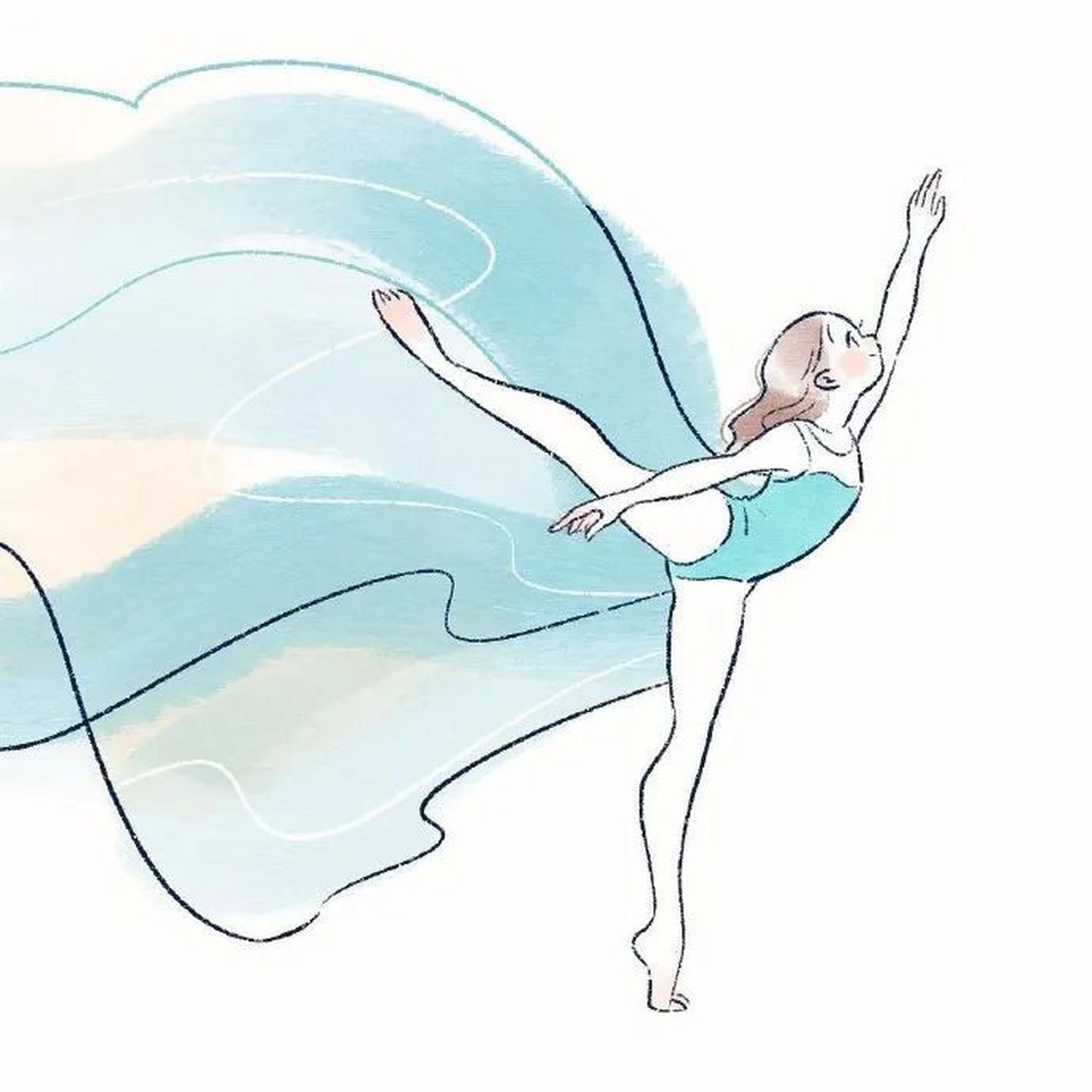 来自插画师annie 的芭蕾舞女孩手绘,让我们看到了芭蕾舞女孩优美