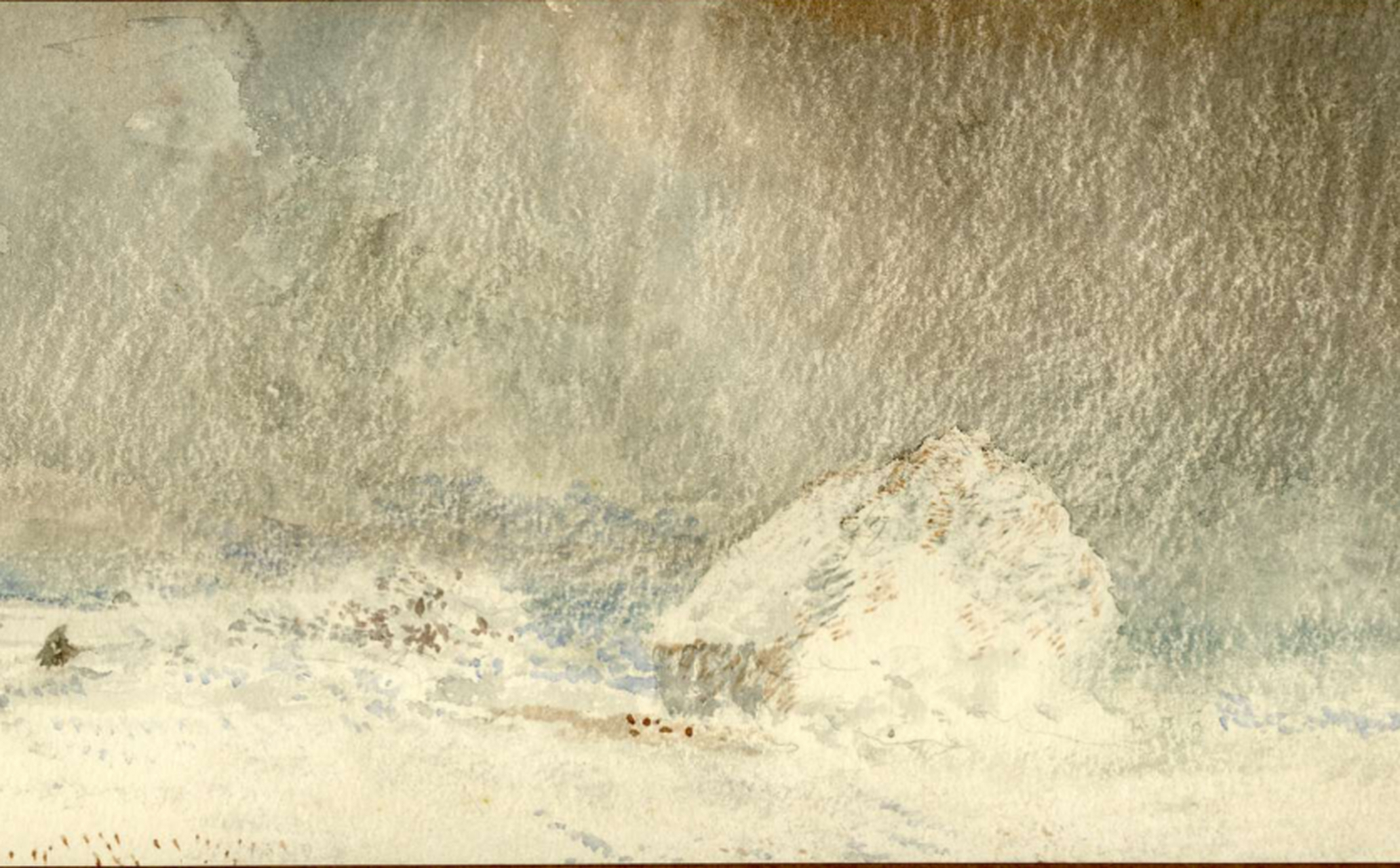 英国艺术家塞缪尔·卢卡斯作品,《暴风雪》,水彩画,创作于1805-1807.