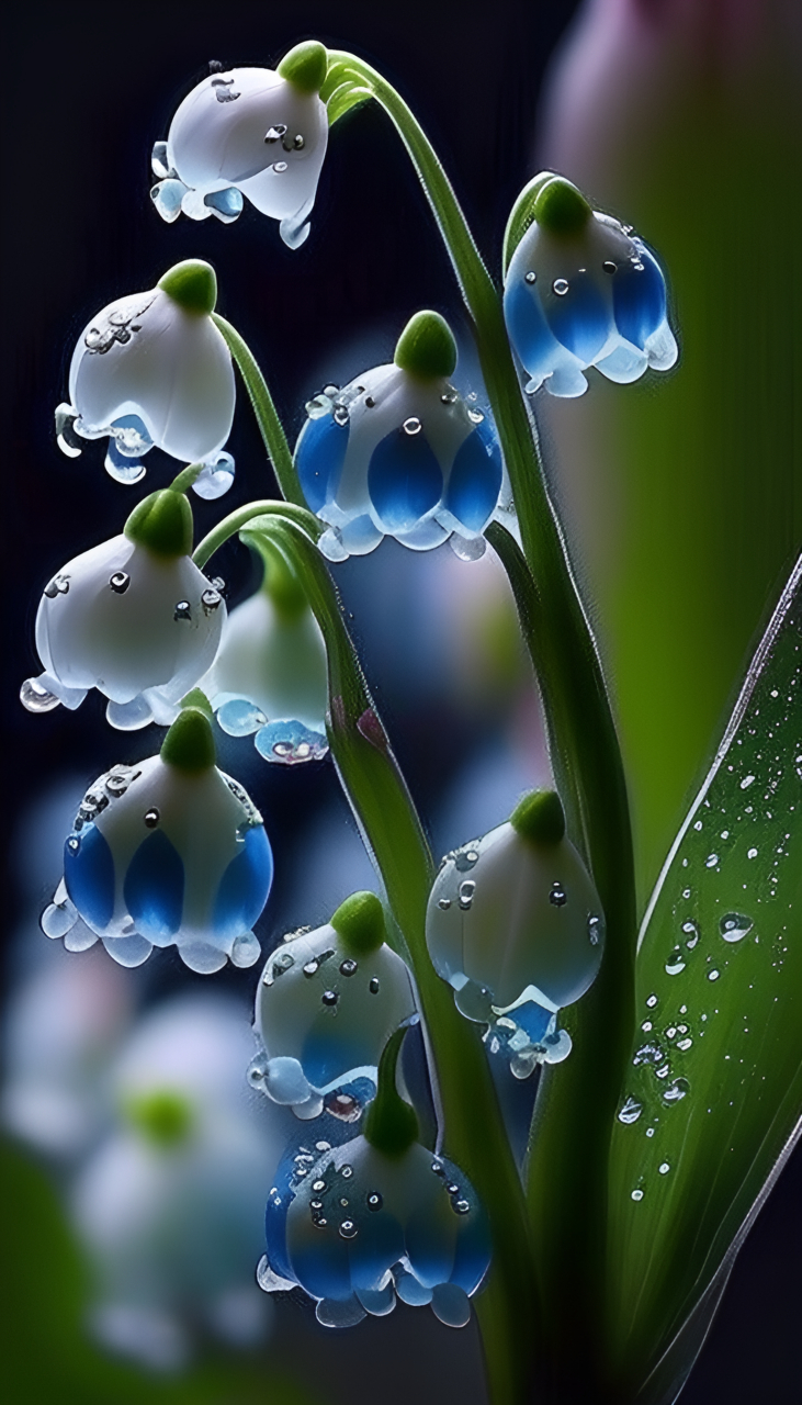 花瓣深似海水,晶莹如露珠.