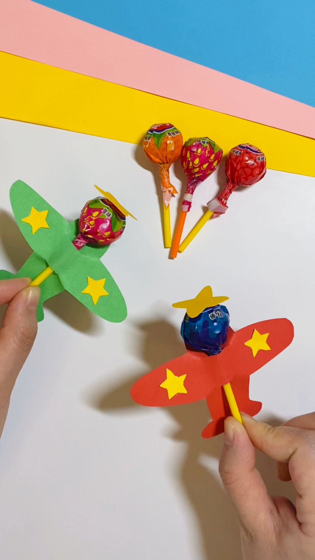 六一儿童节棒棒糖小飞机手工-度小视