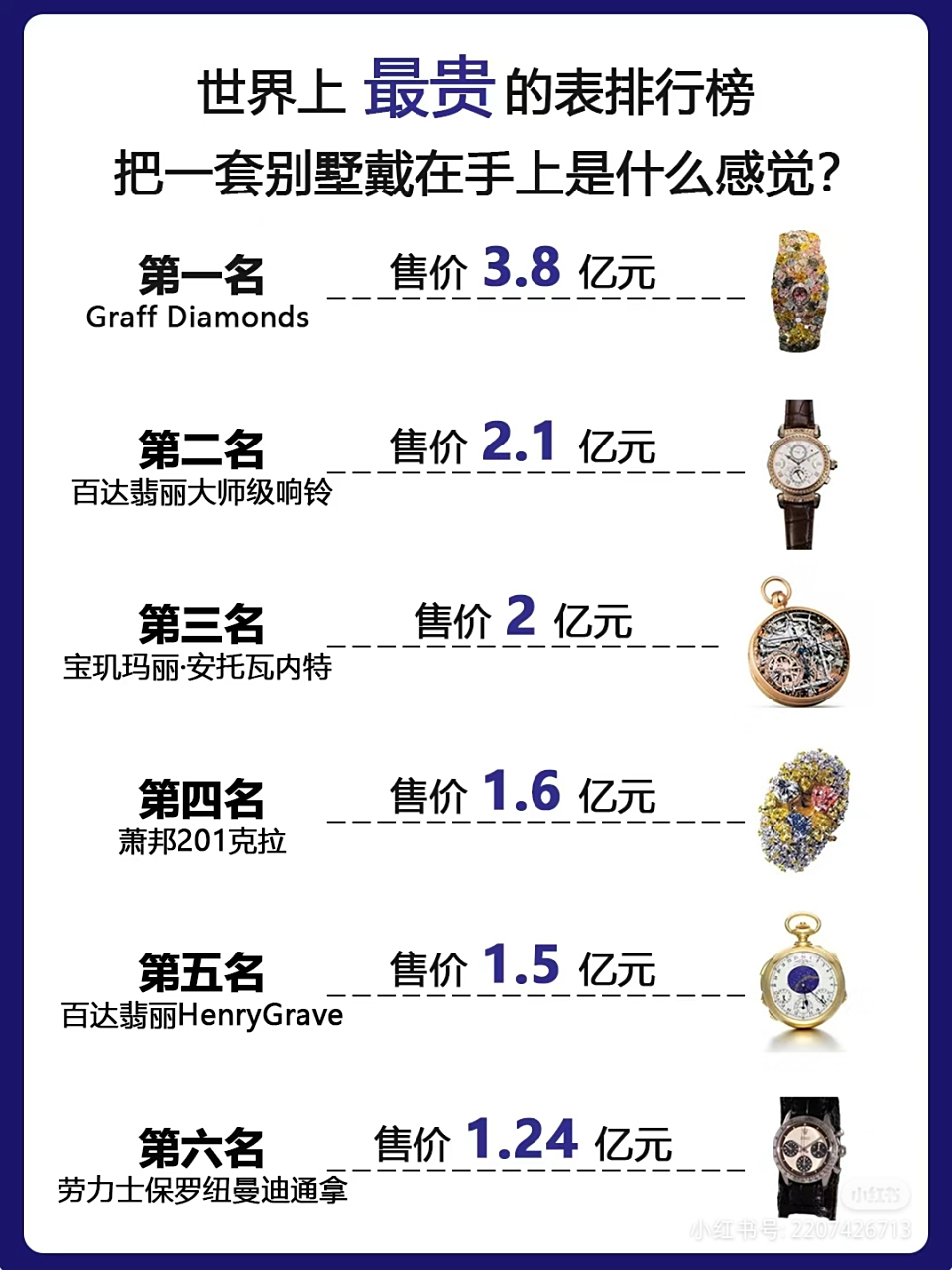 一,格拉夫钻石幻觉是世界上最贵的手表之一,售价高达5500万美元.