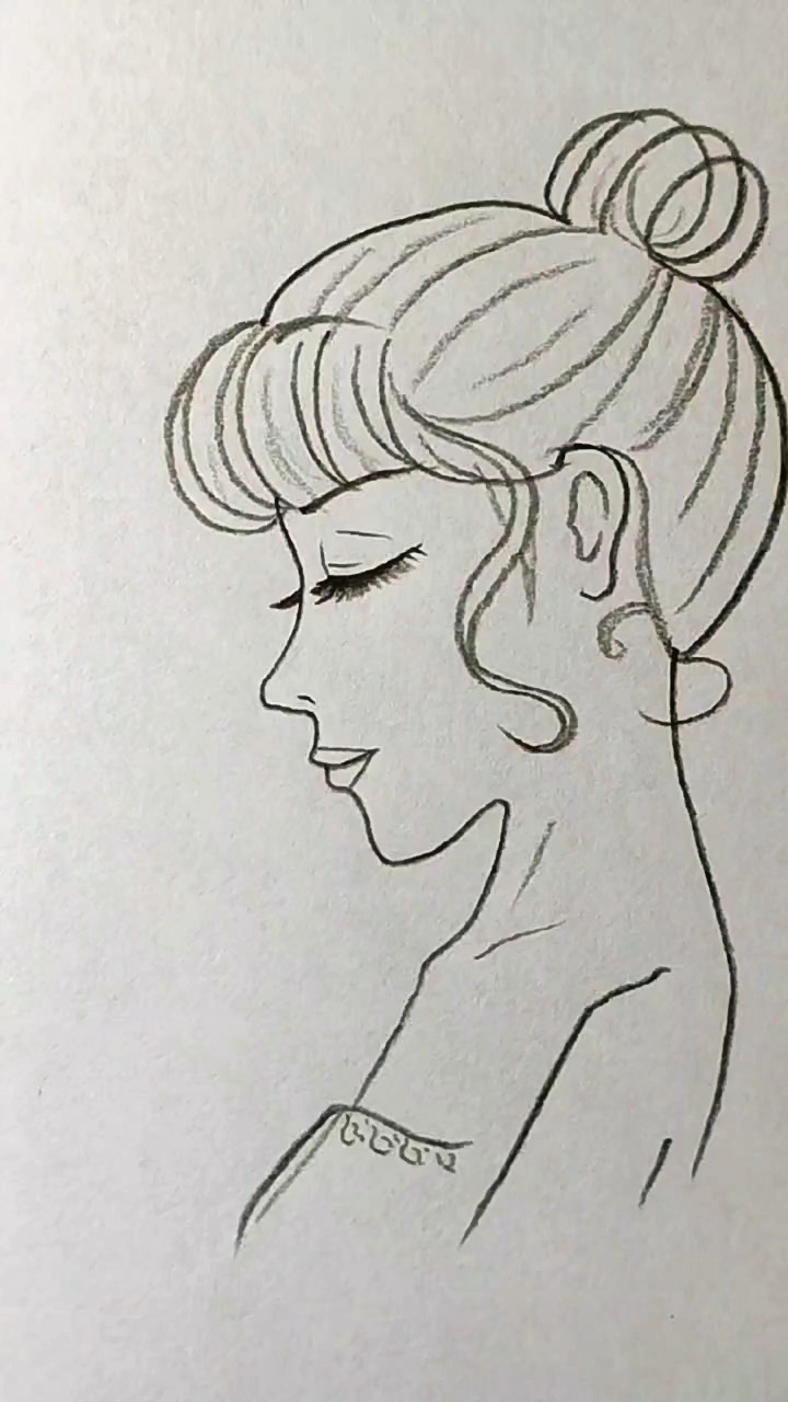 女孩侧脸简笔画,零基础学画画!-度小视