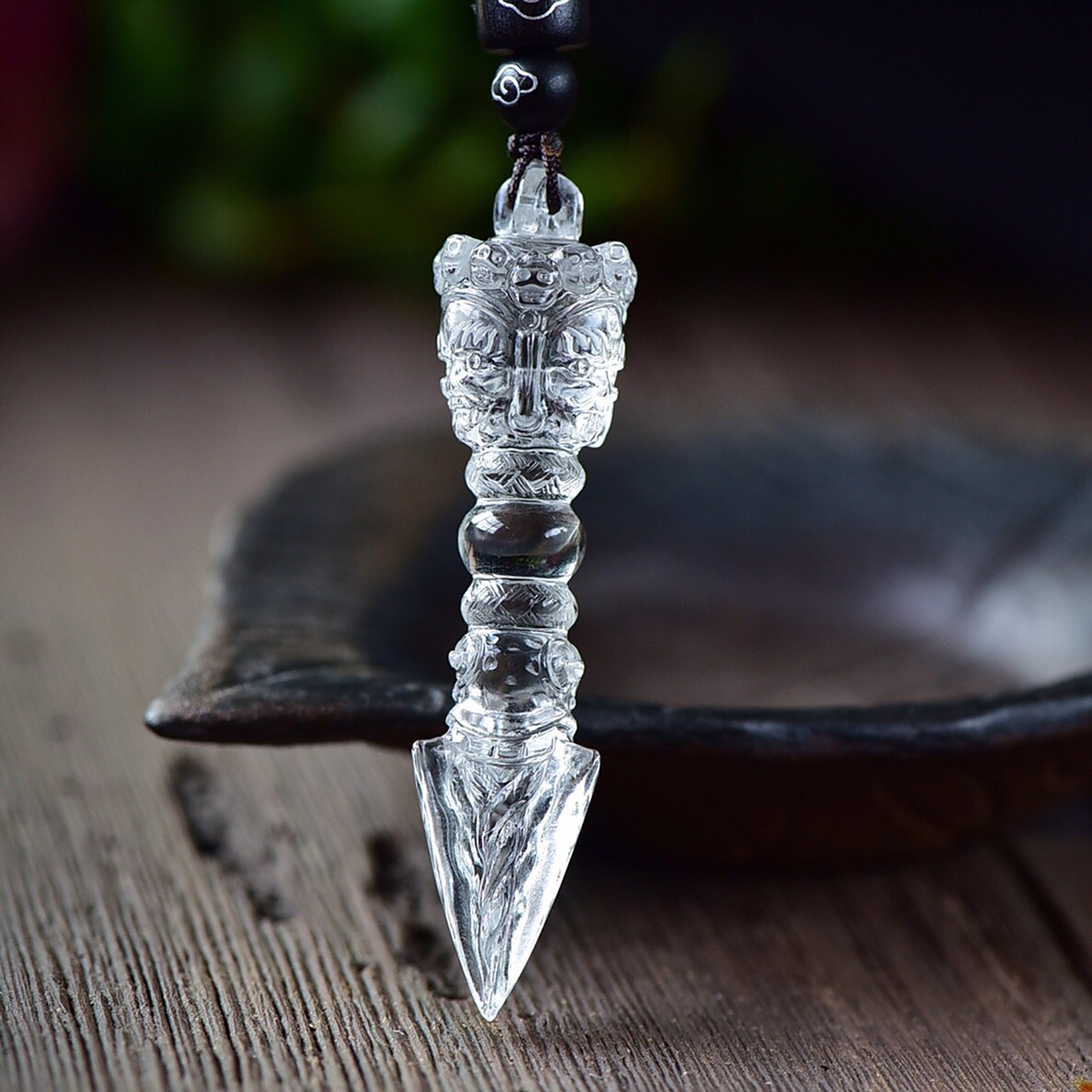 天然白水晶精雕金刚降魔杵摆件 又称普巴杵#普巴杵