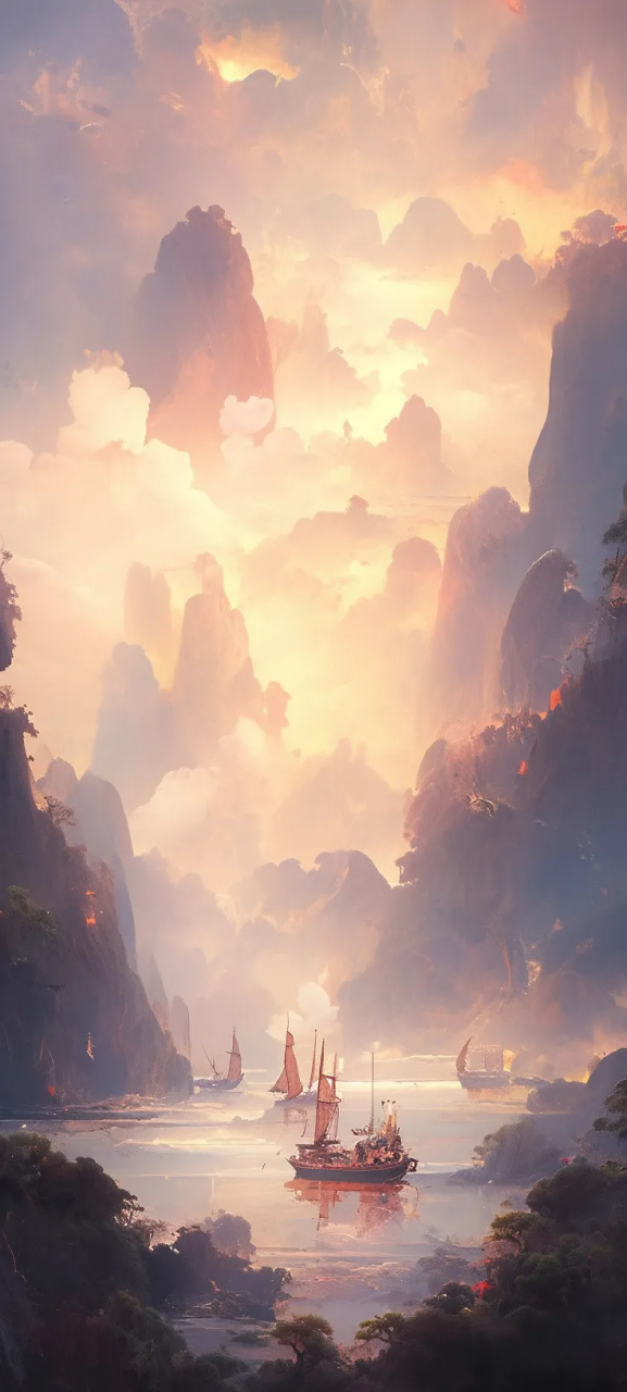 国风插画优美山水景色壁纸 676767 #绘画欣赏