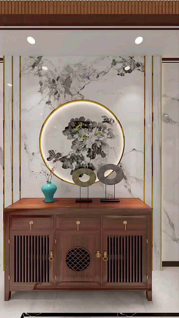 中式玄关 新中式风格 太漂亮了,入户端景这样设计