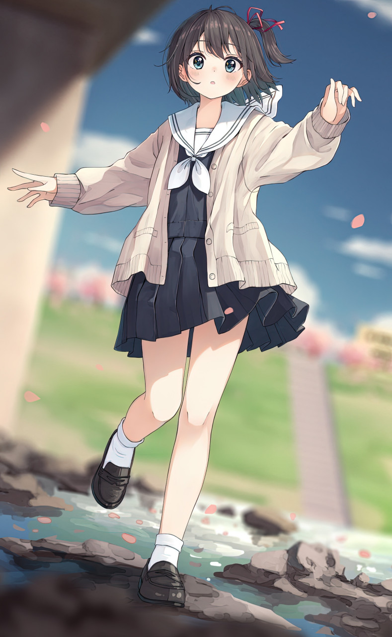 石桥下邂逅水手服少女#二次元女# #二次元美图# #我爱二次元