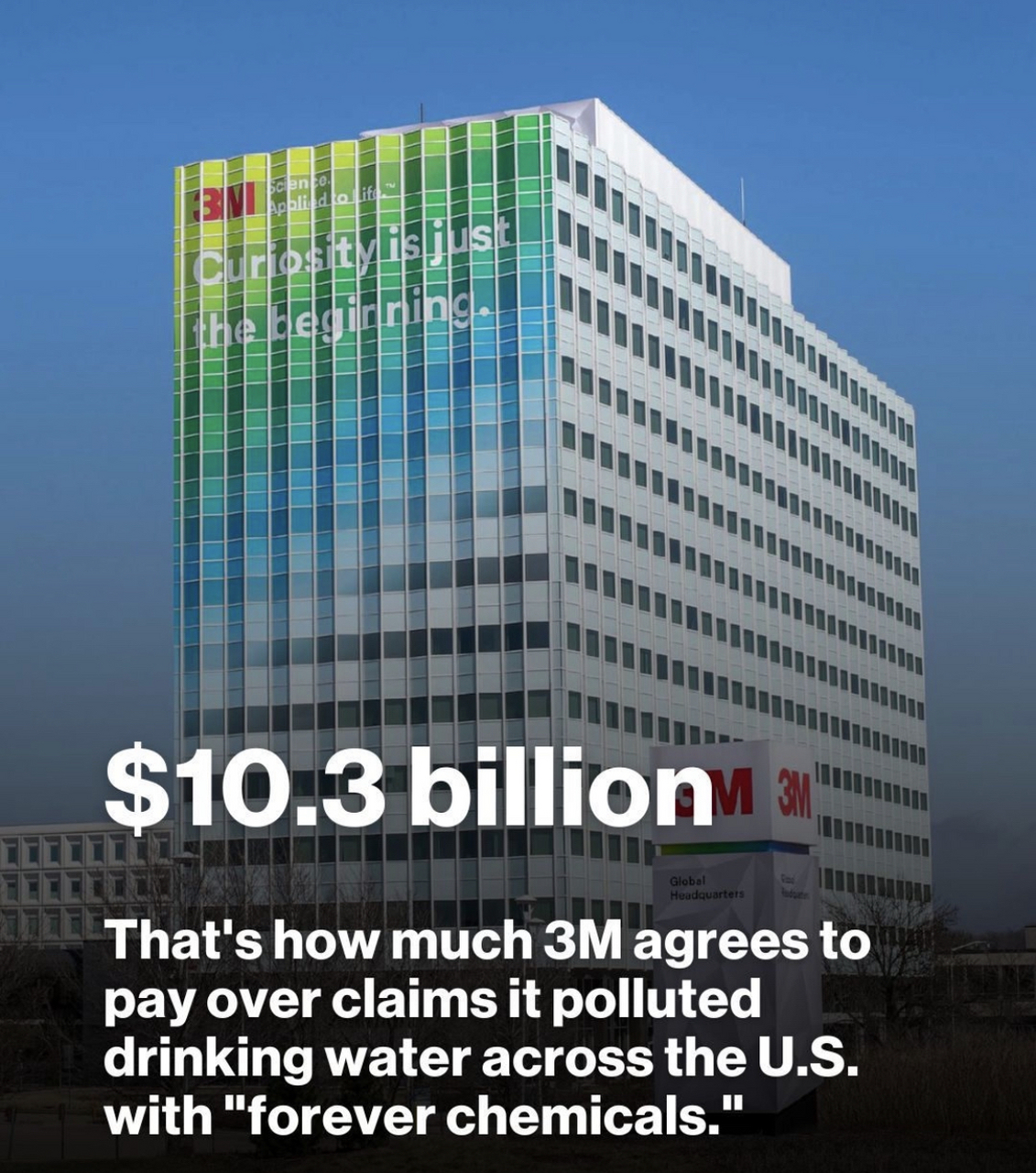 3m公司同意支付103亿美元作为他们污染很多美国城镇饮用水的赔偿.