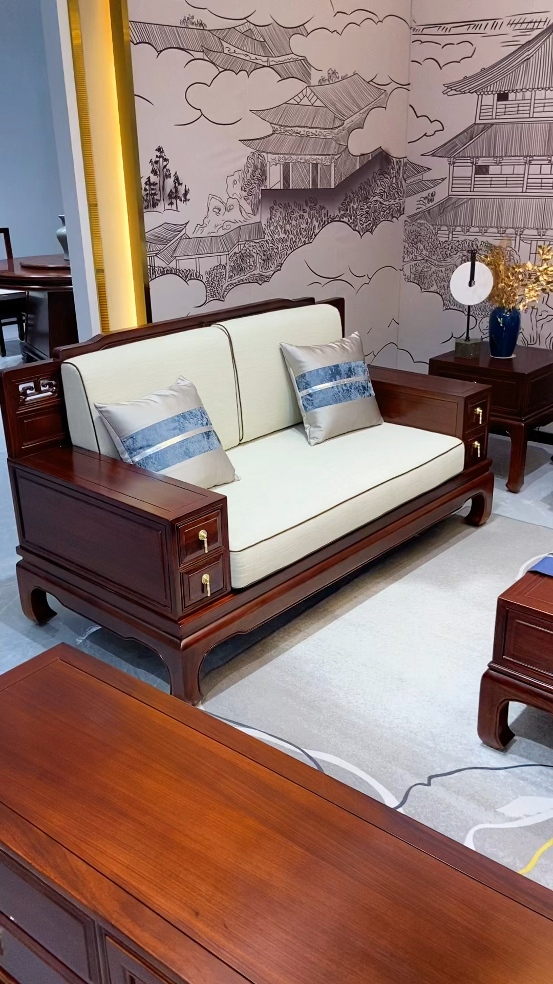 新中式家具实木沙发马蹄脚款沙发组合