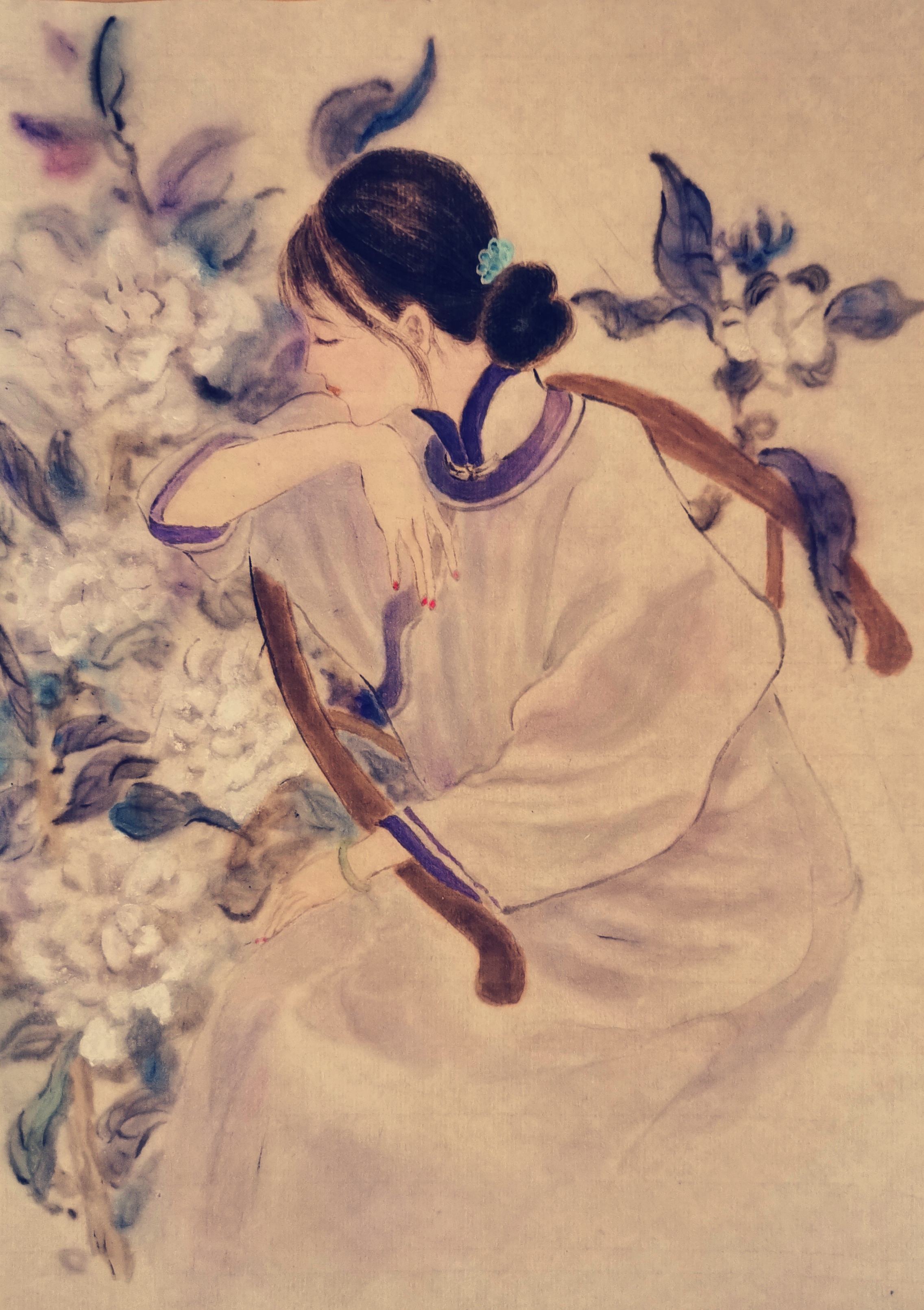 题牡丹仕女图(诗画)