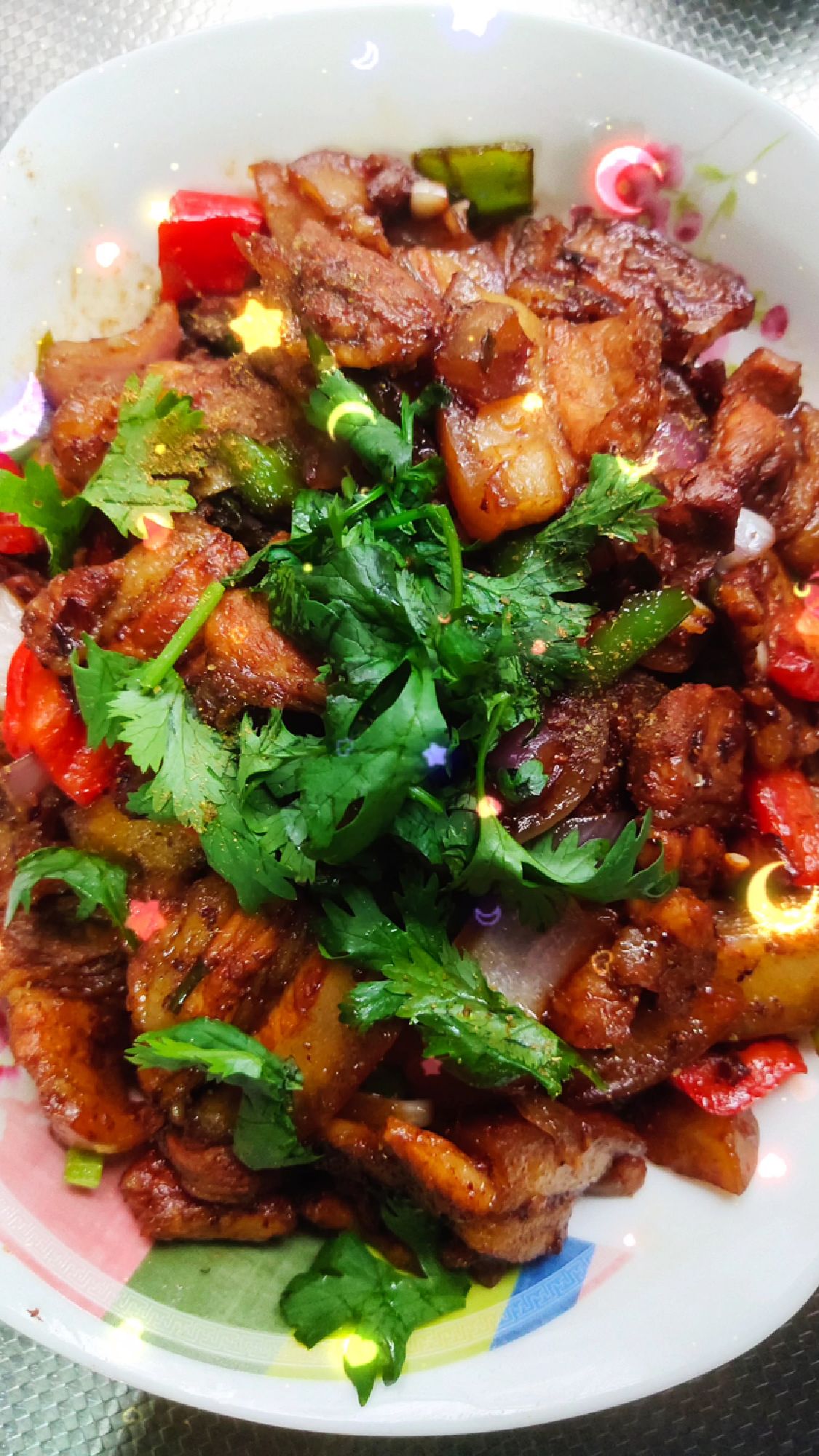 美食分享,干煸五花肉