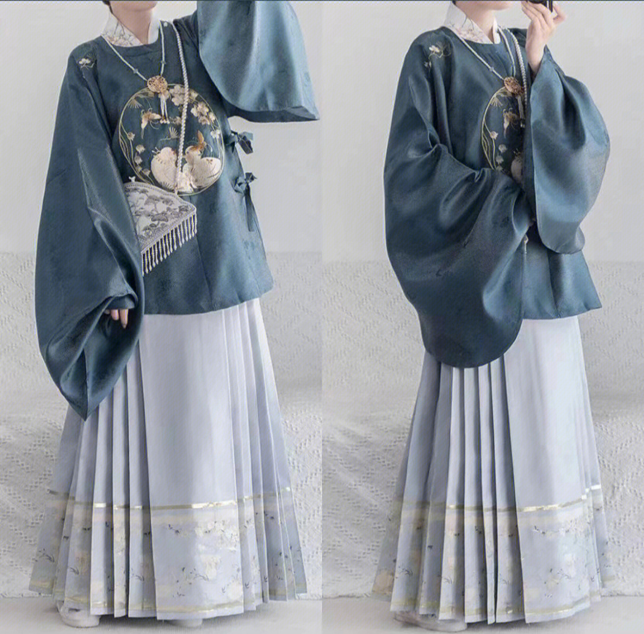 马面裙,又名"马面褶裙",中国古代女子主要裙式之一,前后里外共有四个