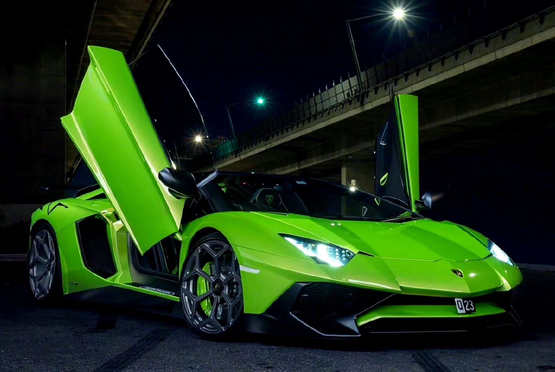 兰博基尼 aventador sv roadster 绿色小清新大牛 #兰博基尼