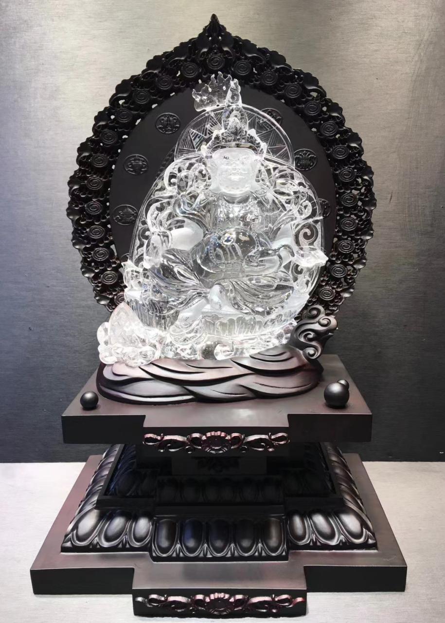 【天然白水晶黄财神摆件】高级品质!温润如玉!