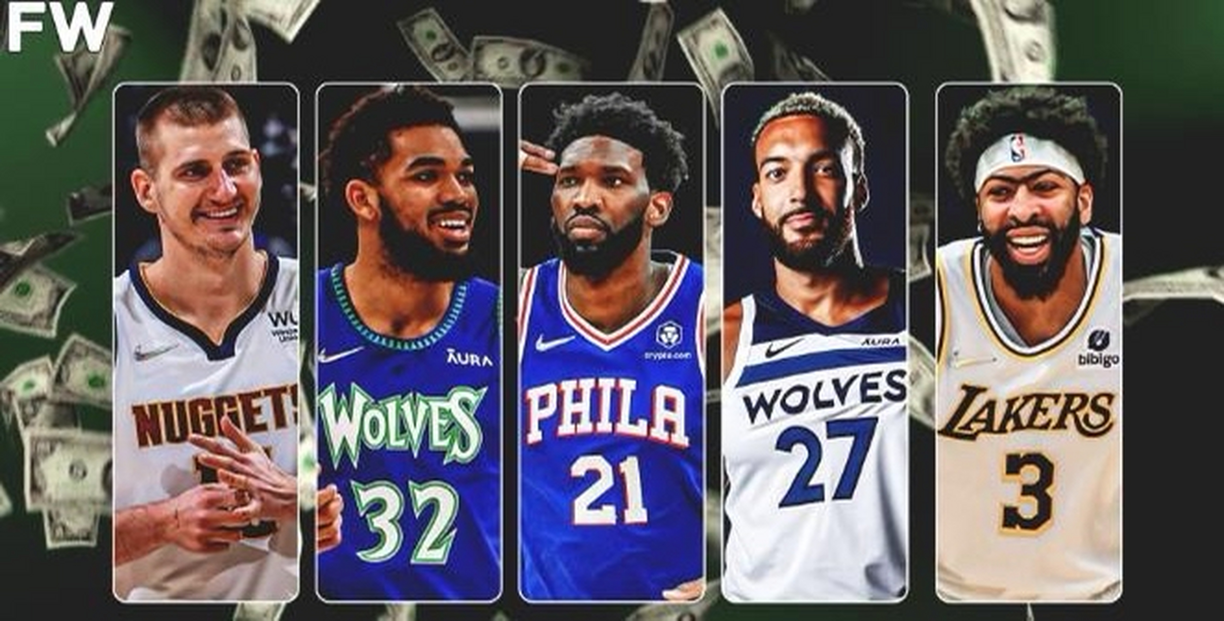 约基奇:2连mvp,年薪5400万;模板萨博尼斯; 唐斯:全明星三分王,年薪