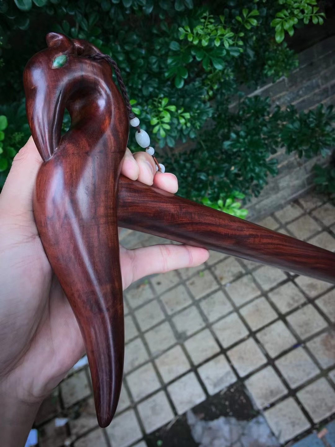 海南黄花梨紫油梨老料仙鹤拐杖