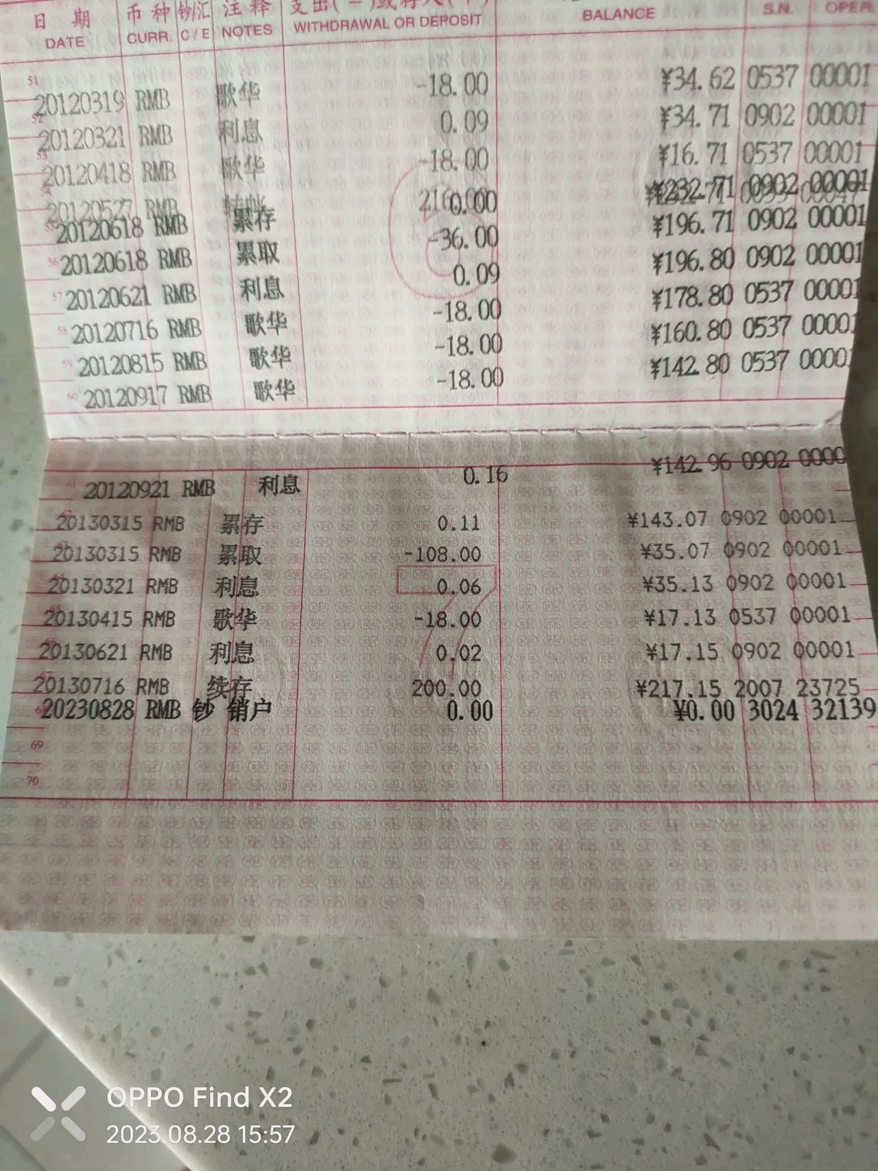 无意间发现了一个存折,所以去银行办理销户,因为卡上也没有多少钱