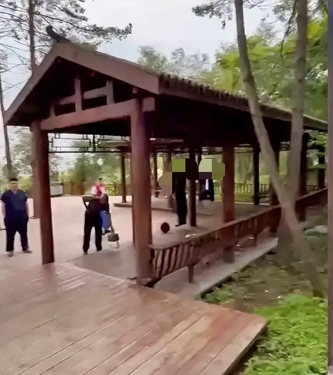 吉林白山公园一对男女上吊,女的71岁,尸体自然垂落,神情平静,应该是