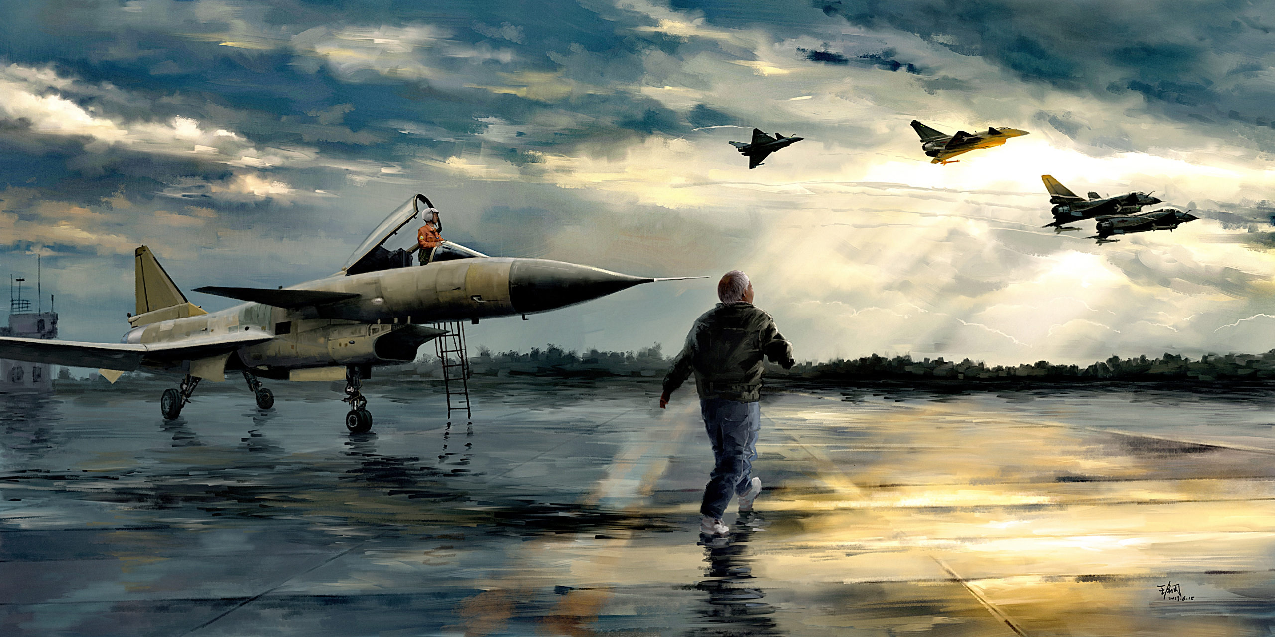 分享一组航空画家王钢老师的战机绘画,祝我们伟大的空军节日快乐