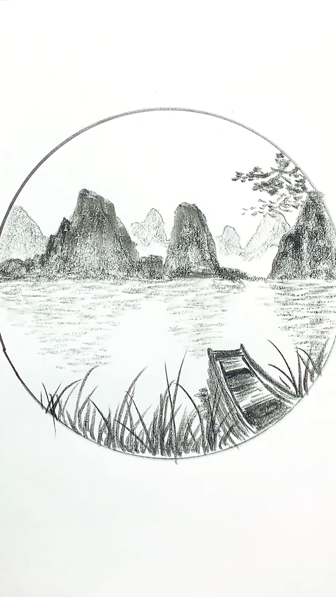 30秒学会画简单的炭笔风景画 简单又好看 零基础绘画教程