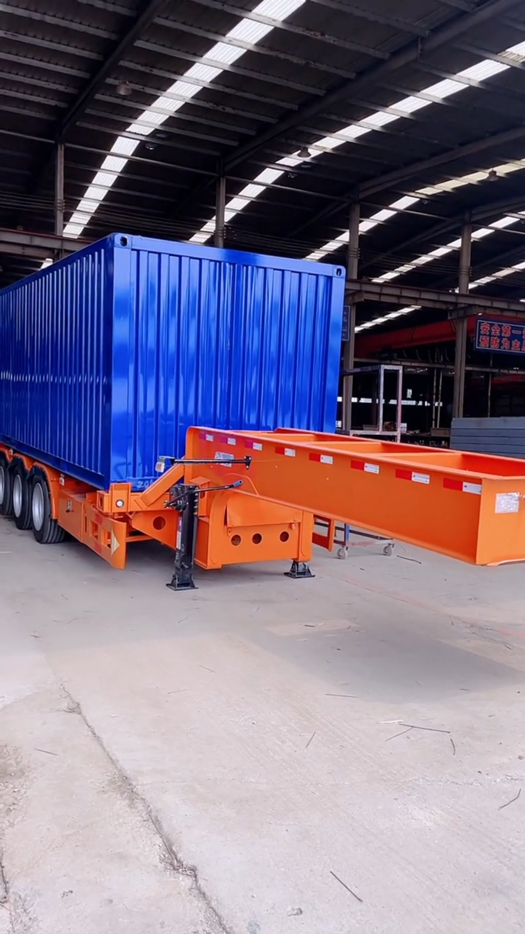 20英尺集装箱半挂车,集装箱运输高低板骨架半挂车载货面低 提高运输