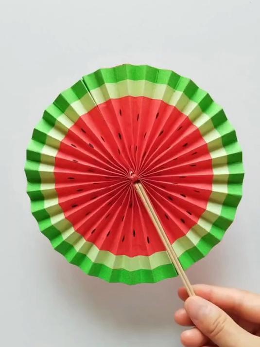 西瓜扇子手工折纸教程