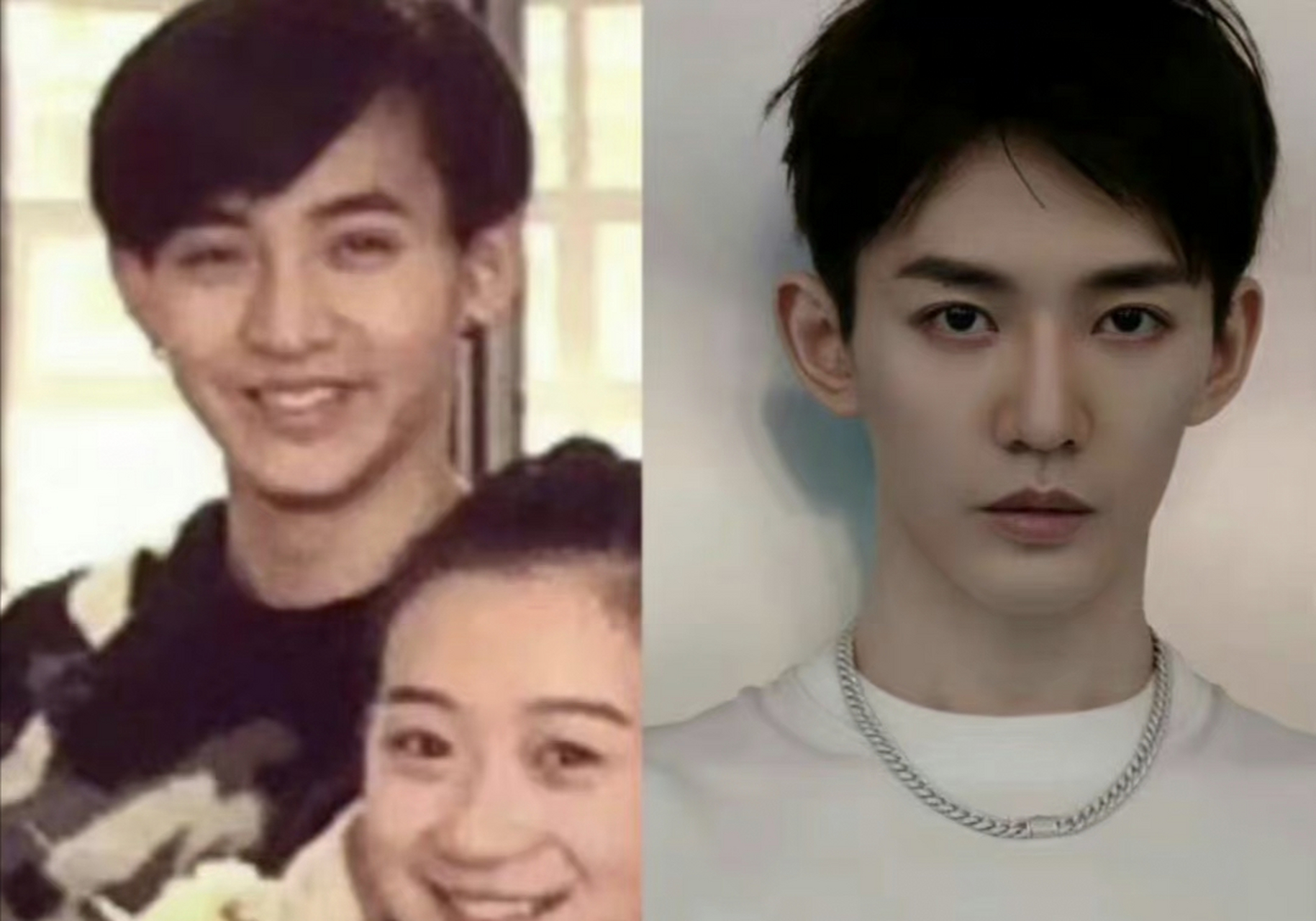 邓为以前的眼皮是欧式大双,现在的眼皮是帅气的小内双,如果不是有双