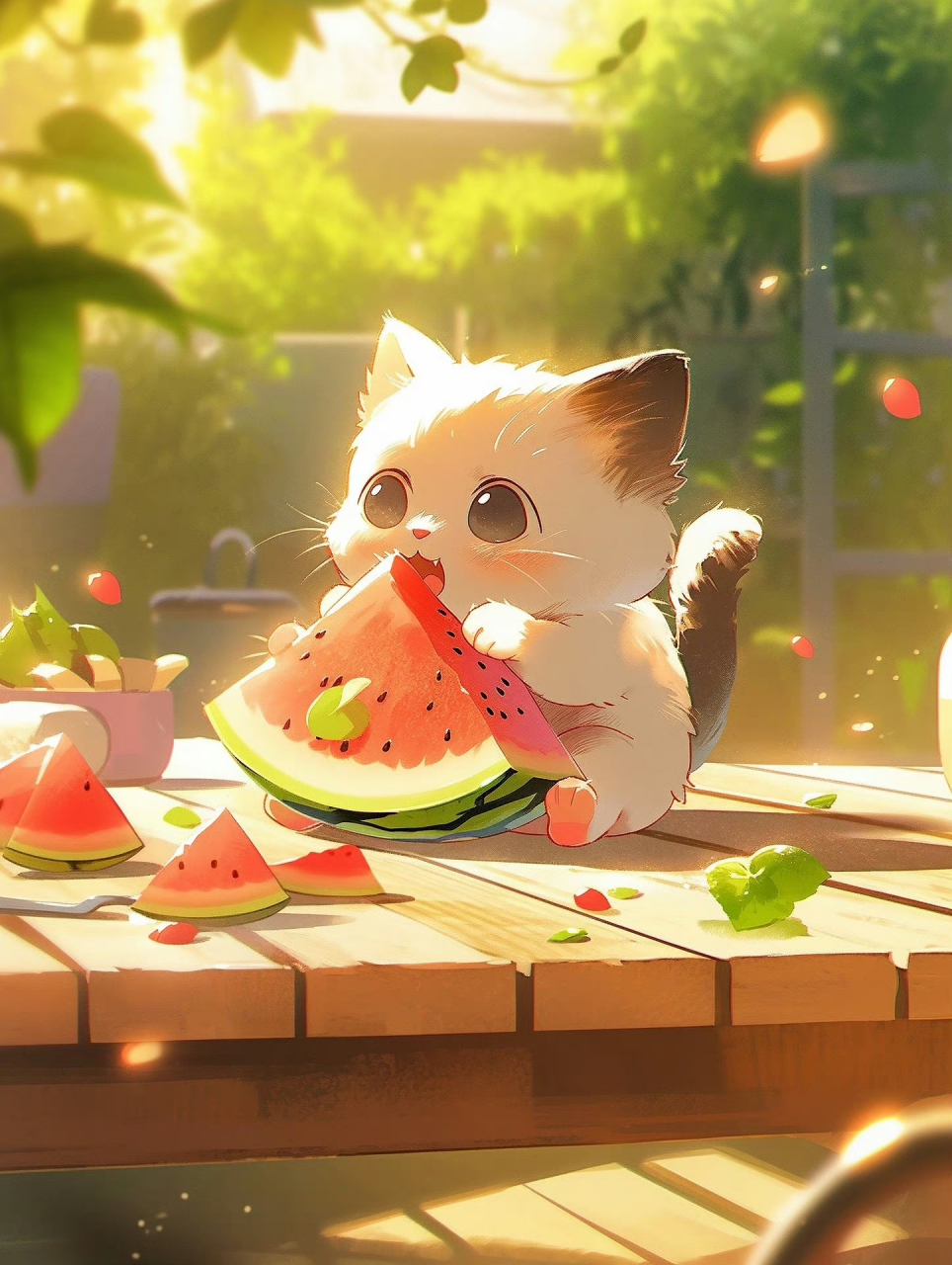 吃西瓜的小猫咪[期待]#动漫