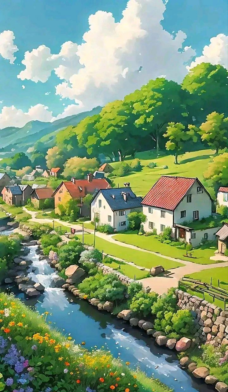 ai创造风景:令人向往的乡村田园牧歌