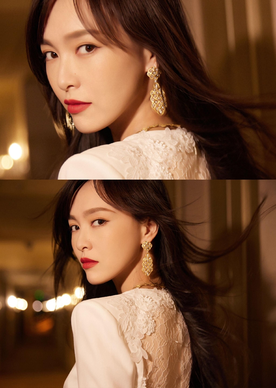 组图：唐嫣镜像写真优雅大气 着包臀连衣裙长发拂面红唇吸睛第7张图片