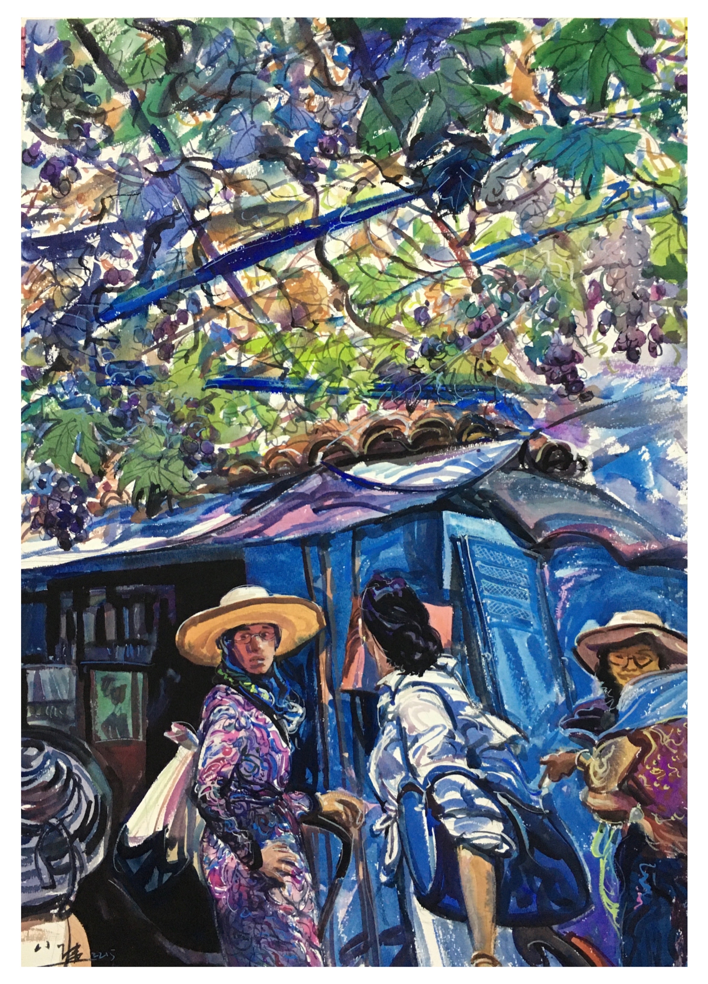 《阳光舍夫沙万》水彩画