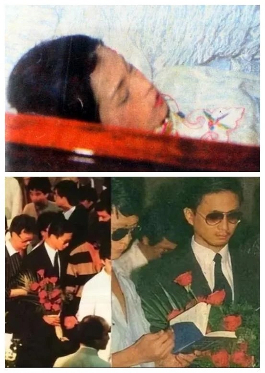 1985年,翁美玲的葬礼上,汤镇业捧着玫瑰花一言不发.