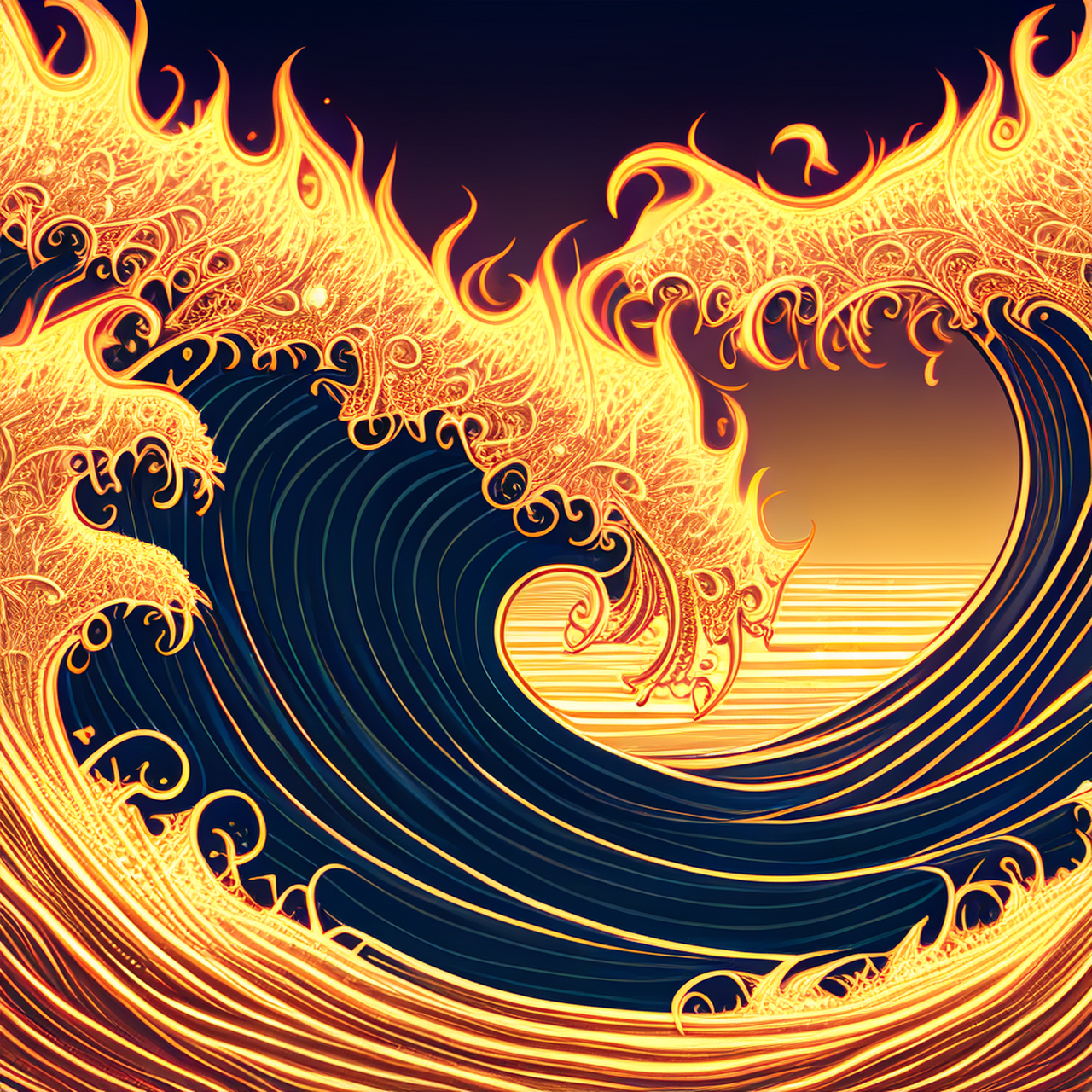 ai绘画作品--抽象画大海