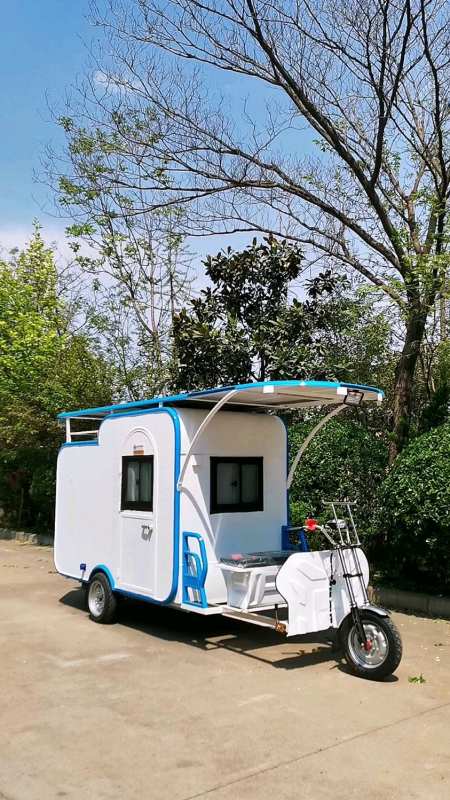 徒步骑行两用电动小房车老爷子开着去钓鱼真方便鱼直接可以做了吃