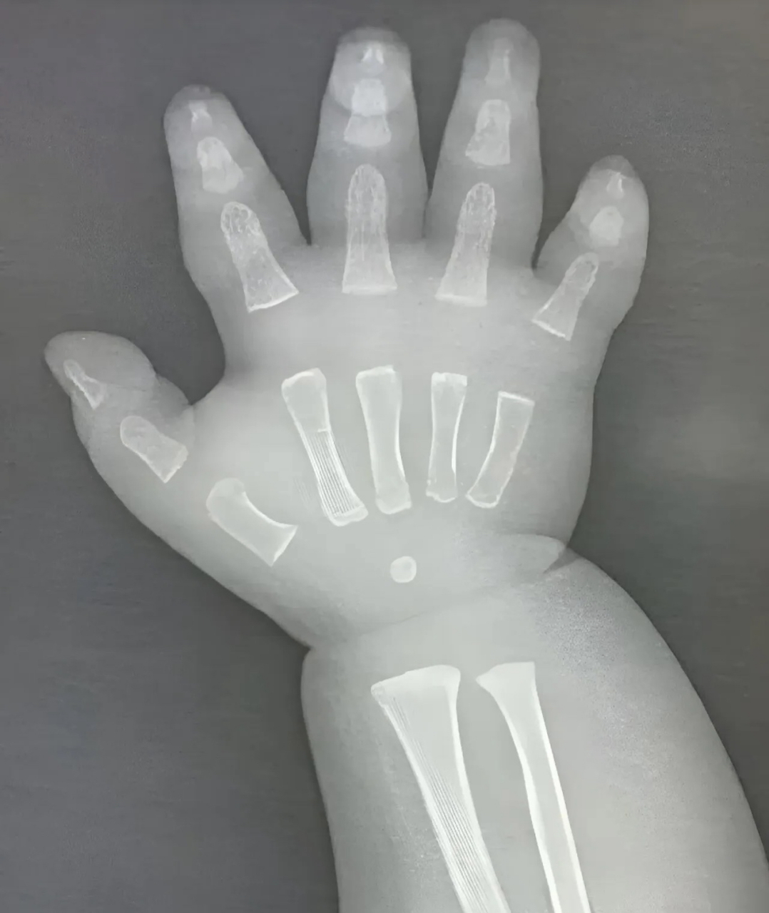 婴儿的手在x光下骨头都还没连在一起,难怪软乎乎的,是不是婴幼儿时期