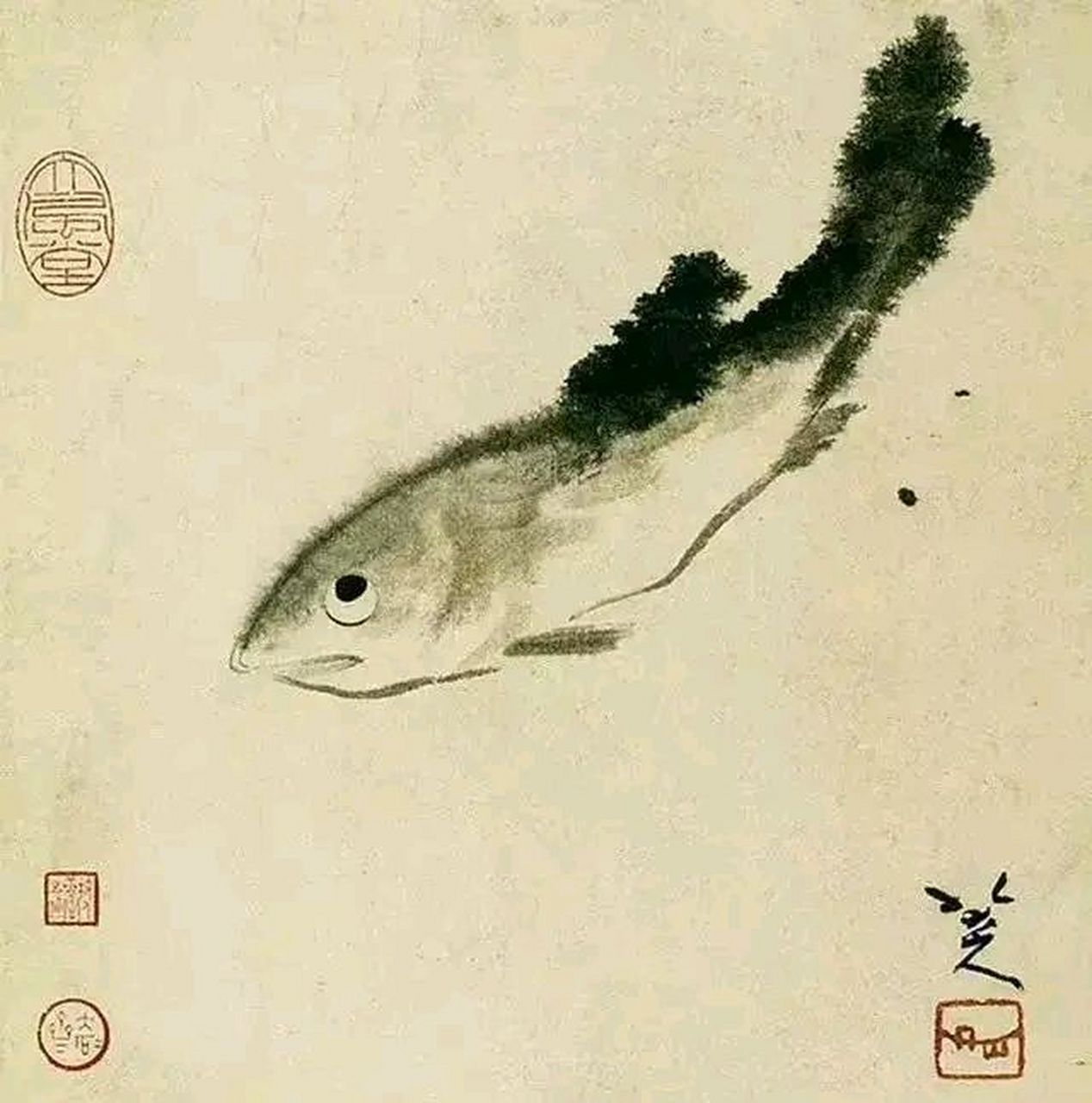 水墨作品 《鱼》 朱耷