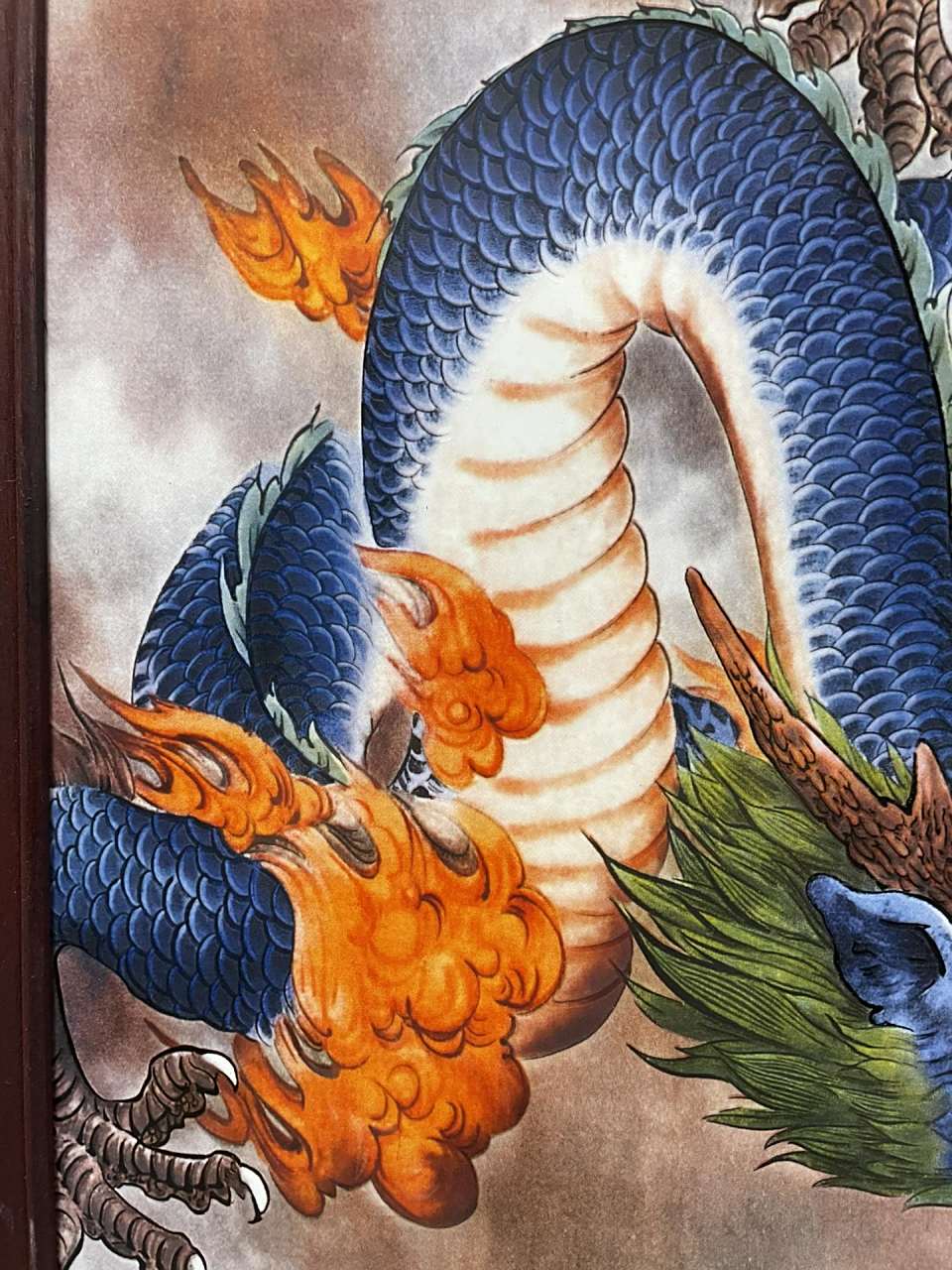 毕伯涛作品红木镶瓷板画粉彩龙纹龙腾盛世挂屏 高85厘米宽45厘米