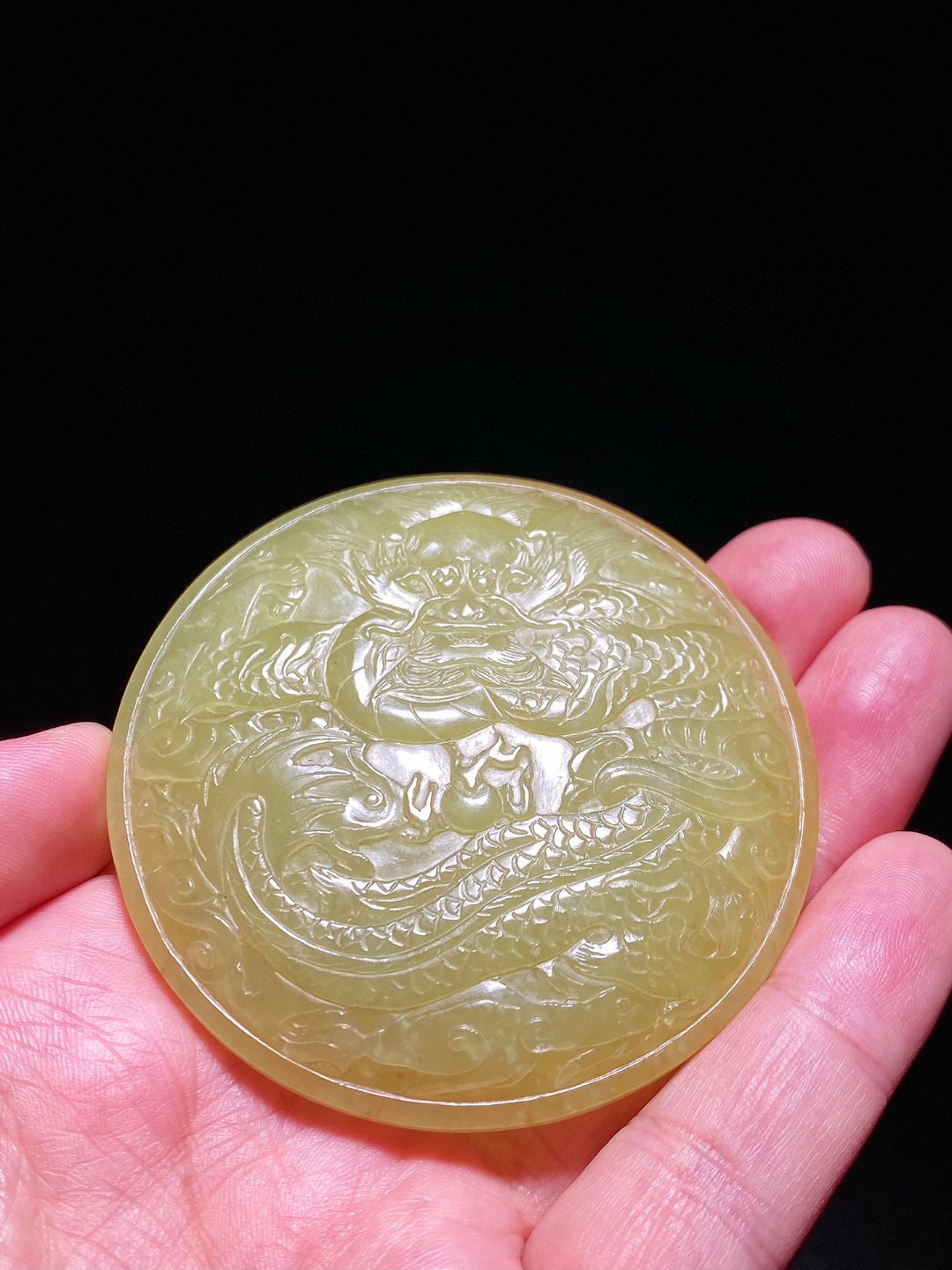 清乾隆 和田玉籽料 黄玉 云龙纹 嵌饰