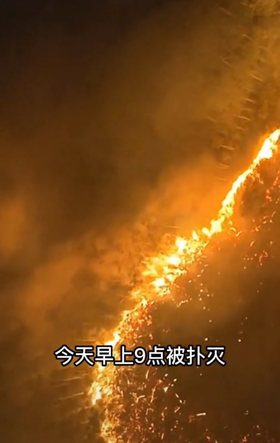 航拍汕尾城区东涌镇宝楼山森林大火