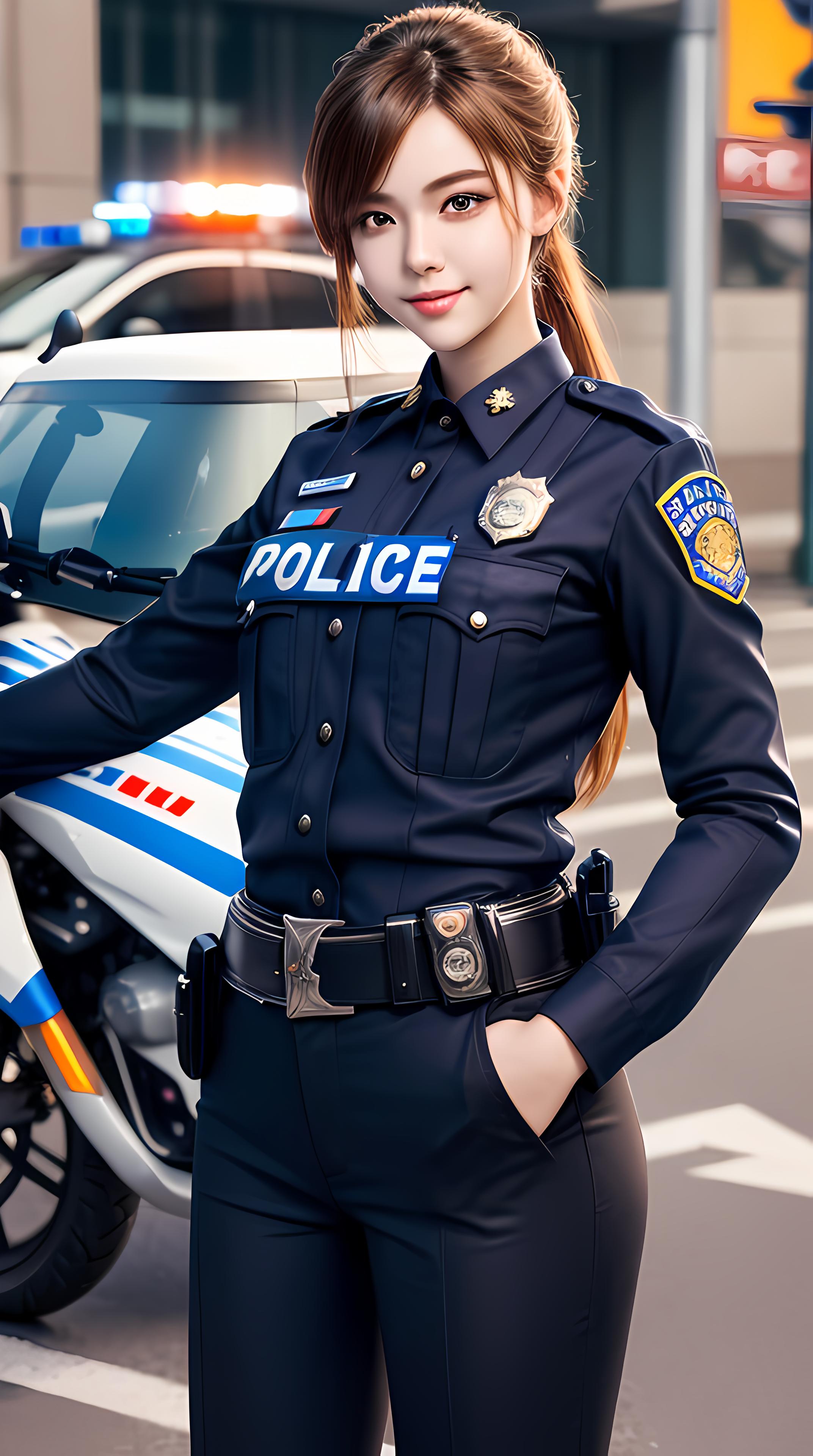 ai美女——夏日清凉,警察小姐姐