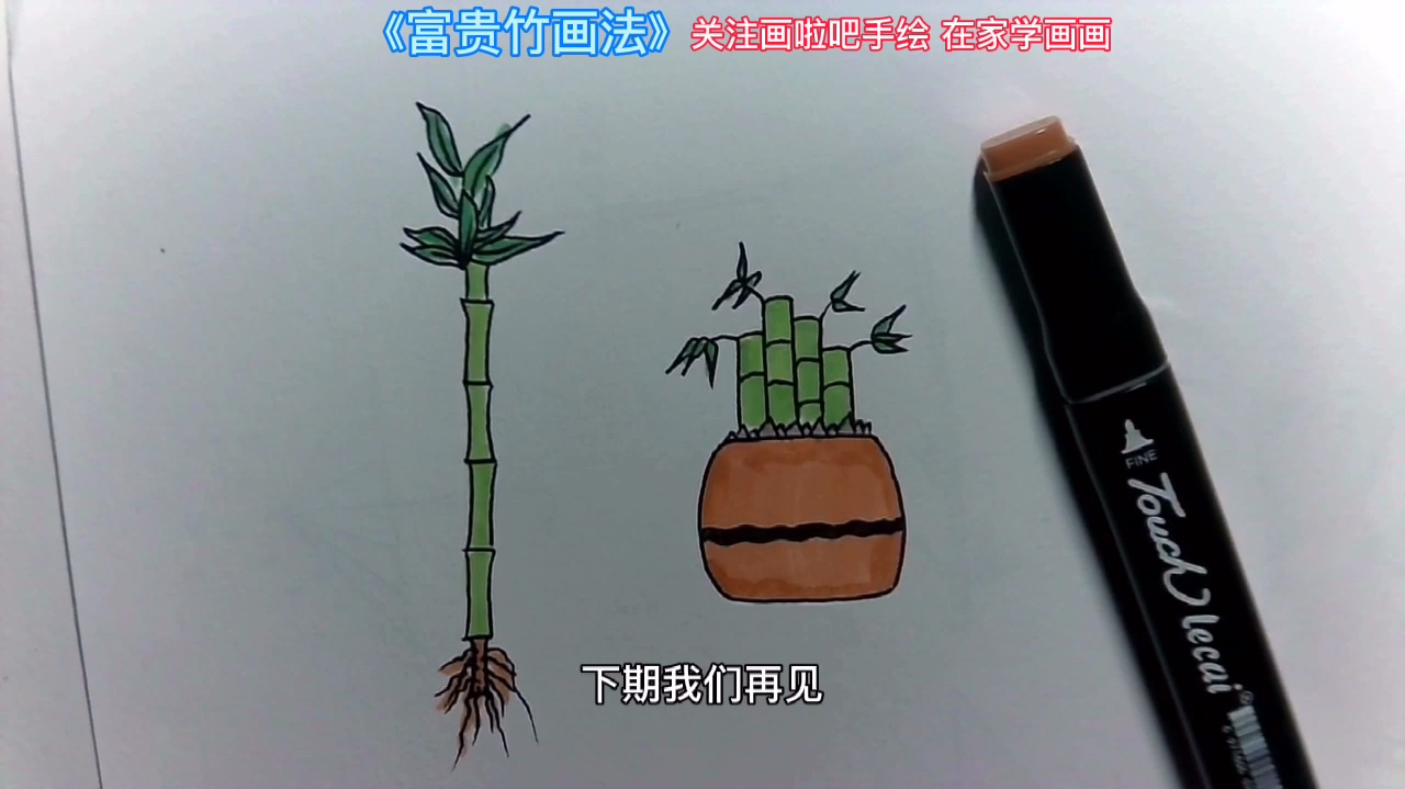 简笔画儿童画大全.手绘竹子单体画法,在家就能学习画画
