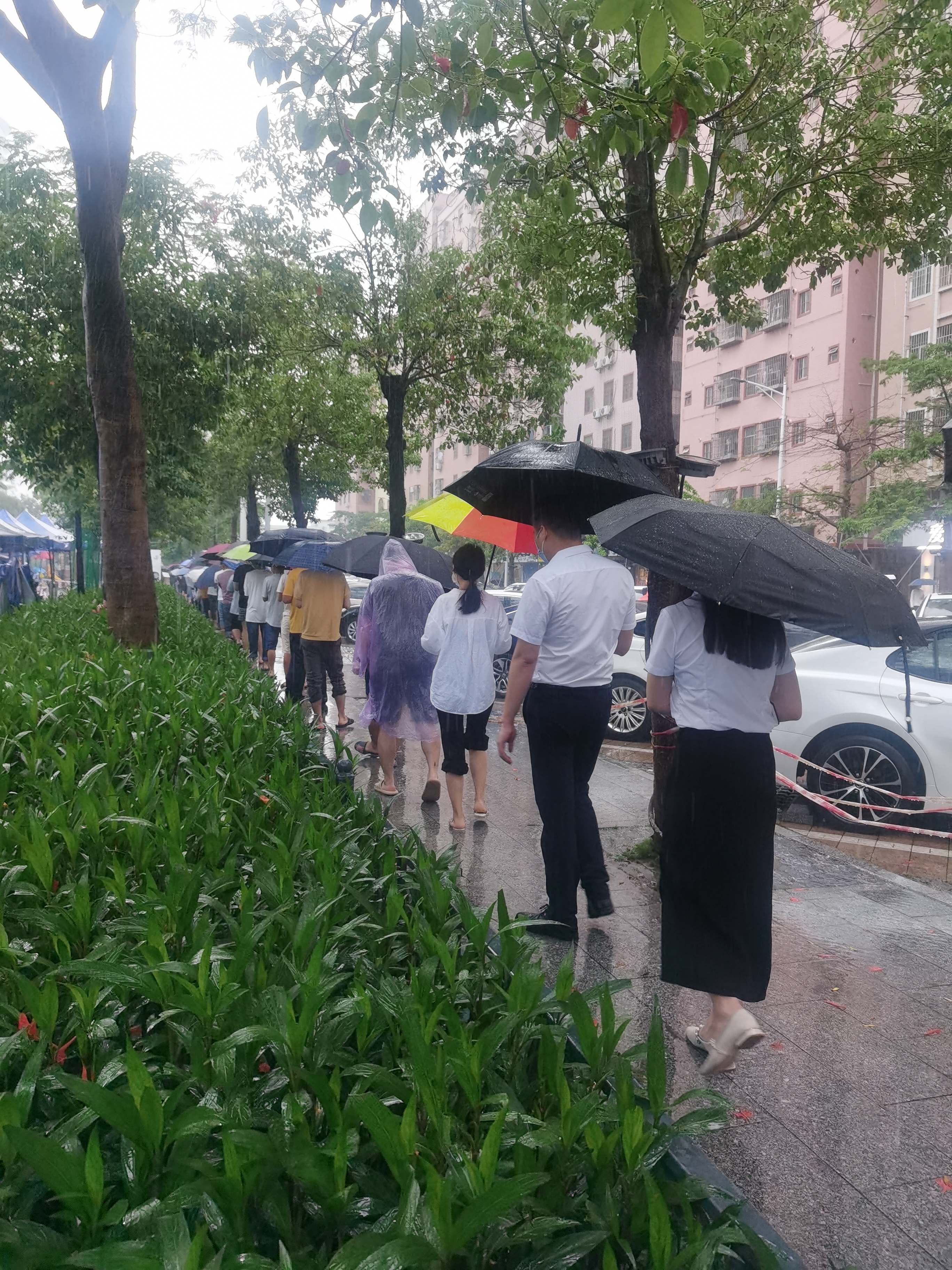 深圳人暴雨中排队做核酸