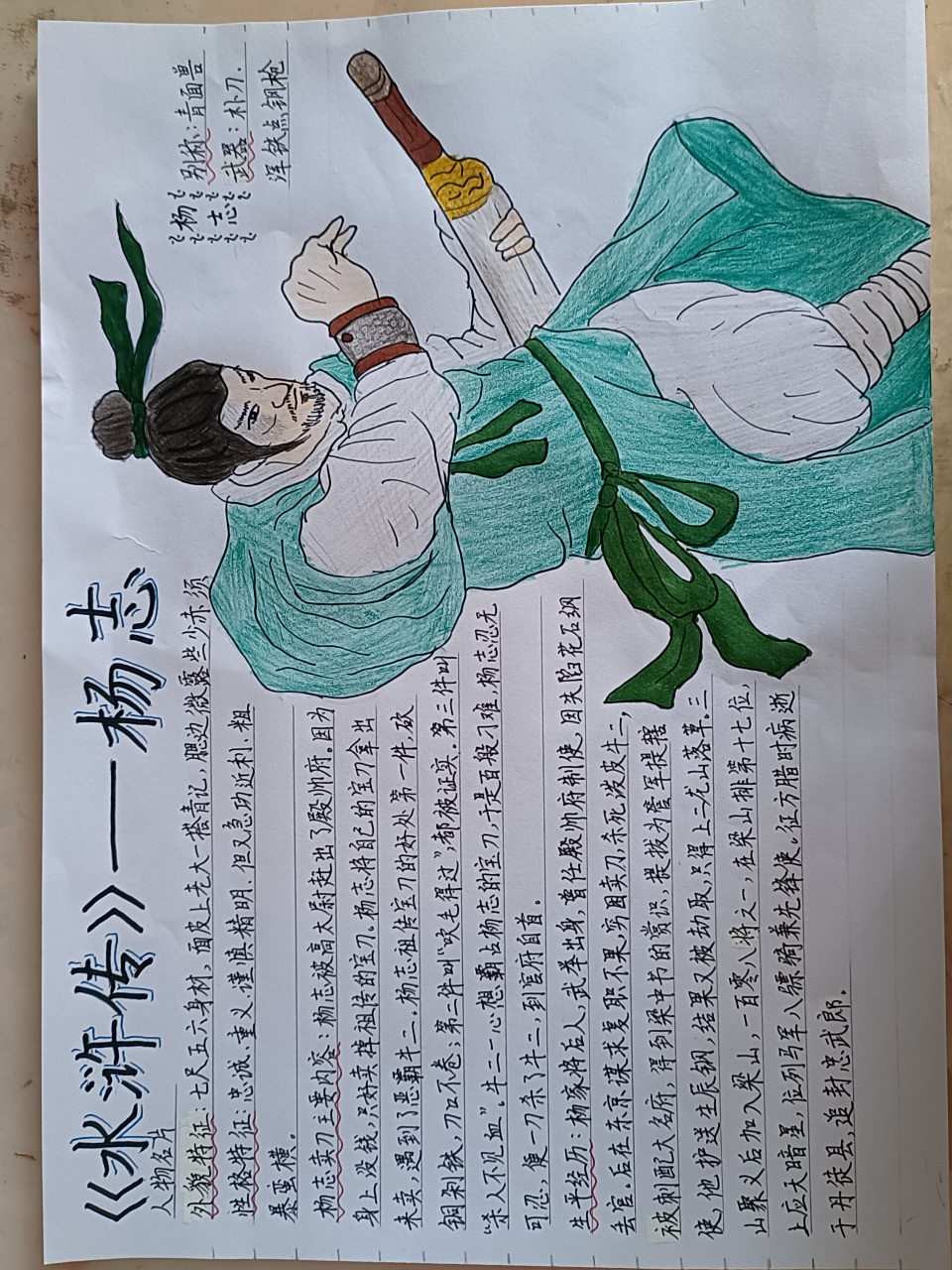 手抄报:水浒传人物——杨志.