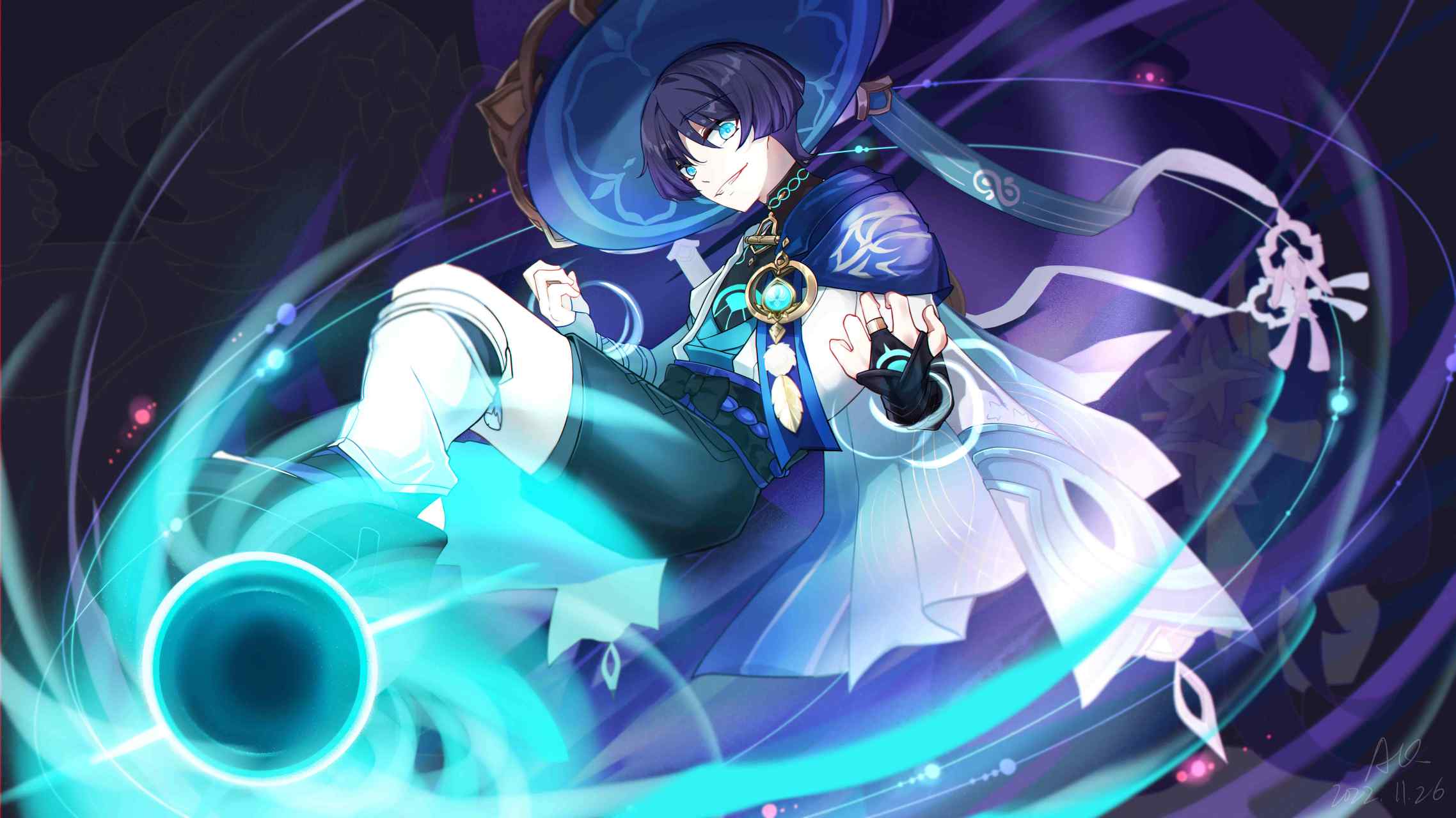 是超级帅气的散兵. 画师:啊青要努力画画(米)#二次元# #原神