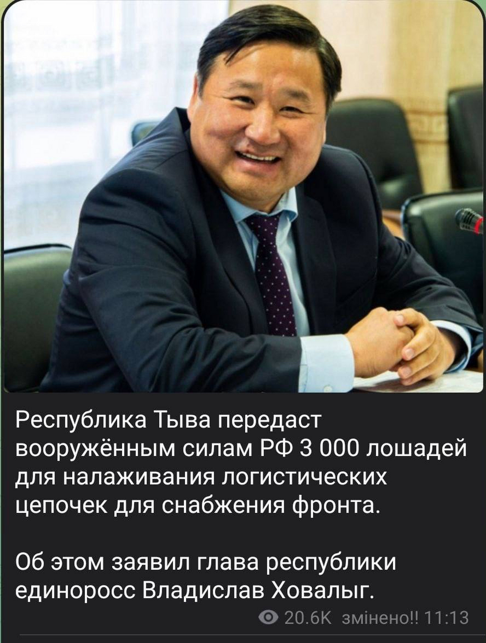 俄罗斯联邦图瓦共和国总统 vladislav khovalyg表示,他们已经提供约3