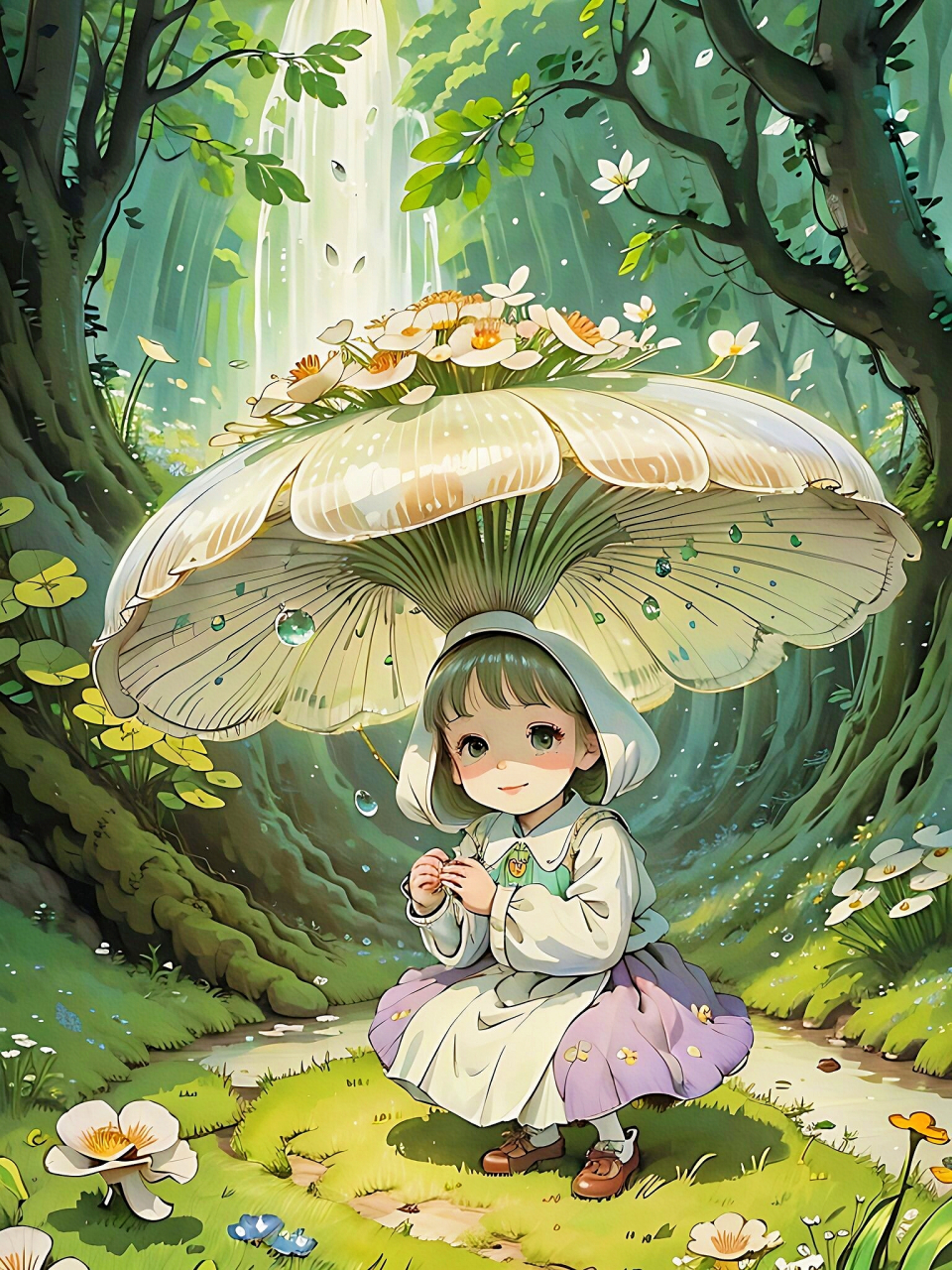 这蘑菇伞不错……  #治愈系漫画