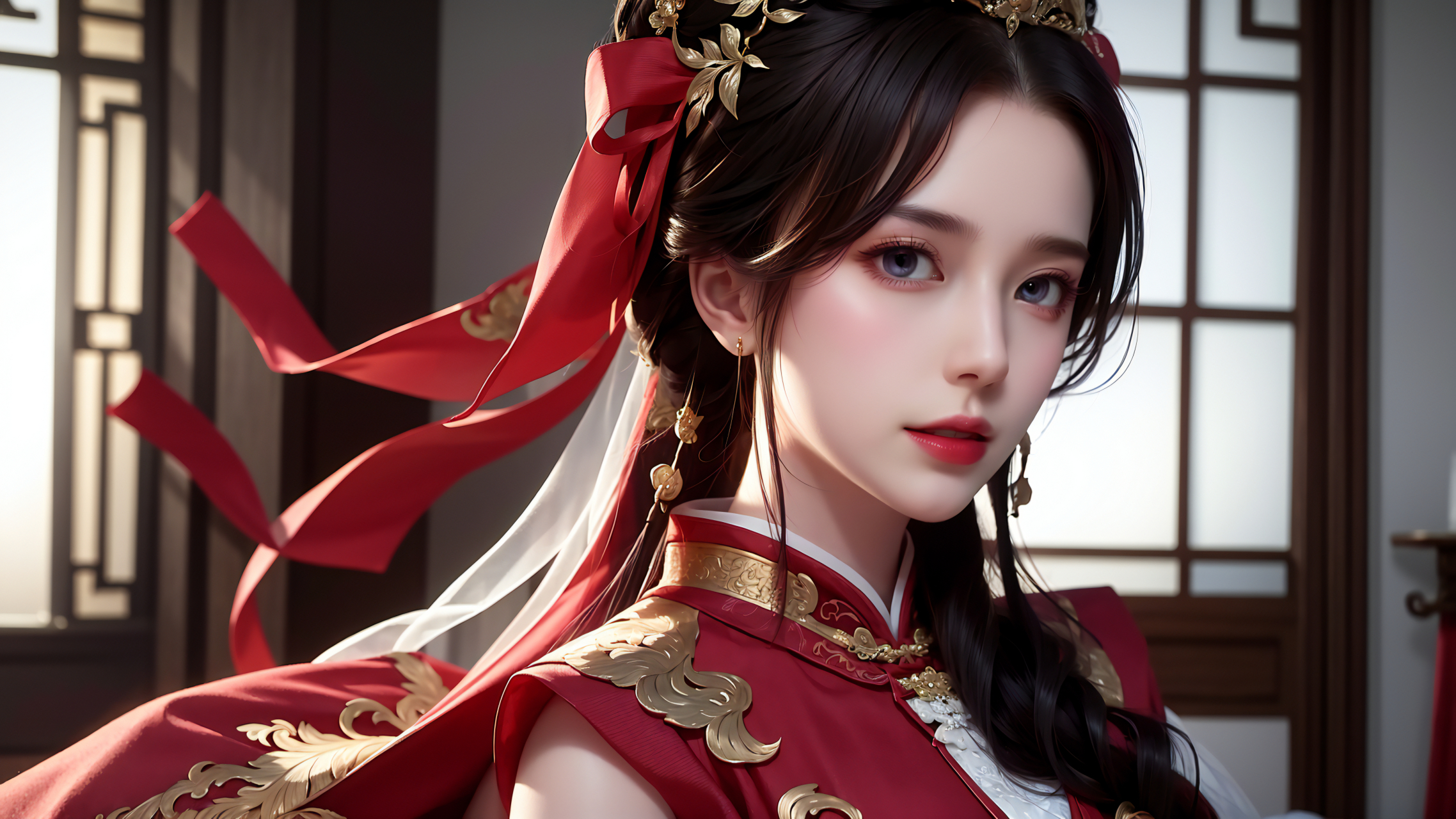 ai绘画 中式婚纱横屏